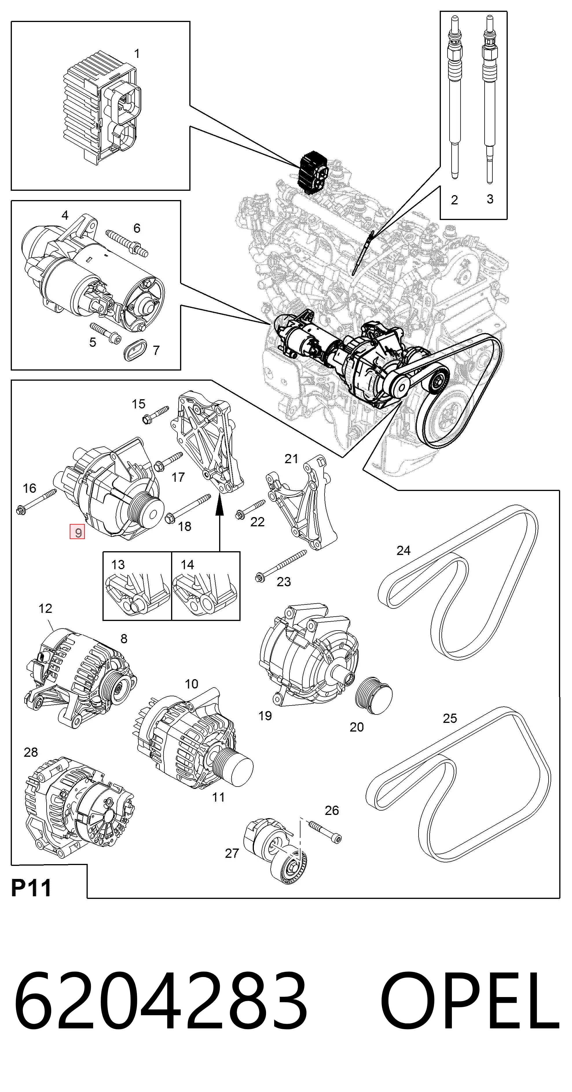 6204283 Opel Авто генератор