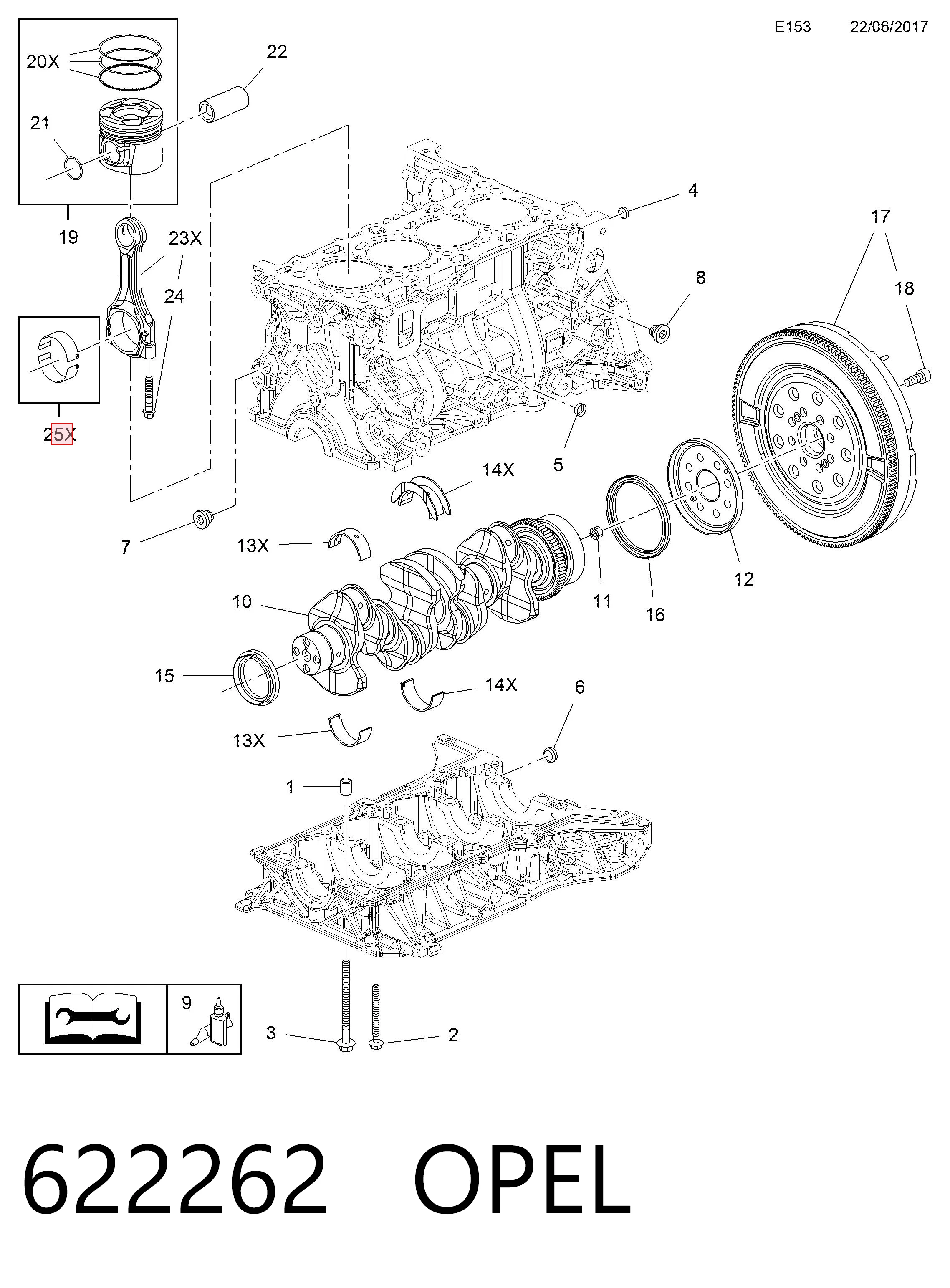Вкладиші шатунові General Motors 622262