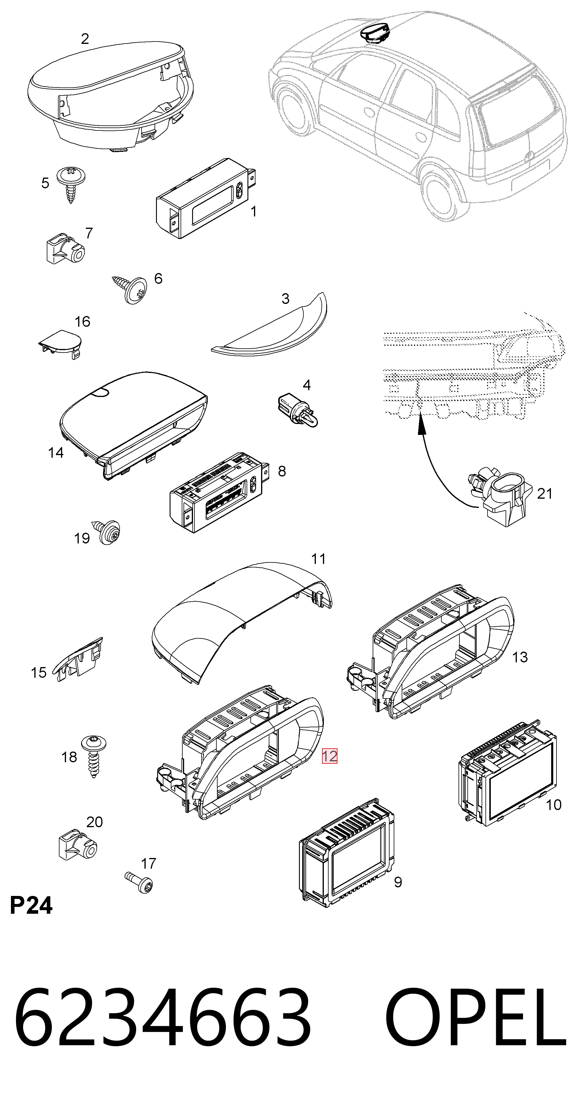 13169624 Peugeot/Citroen Дисплей багатофункціональний