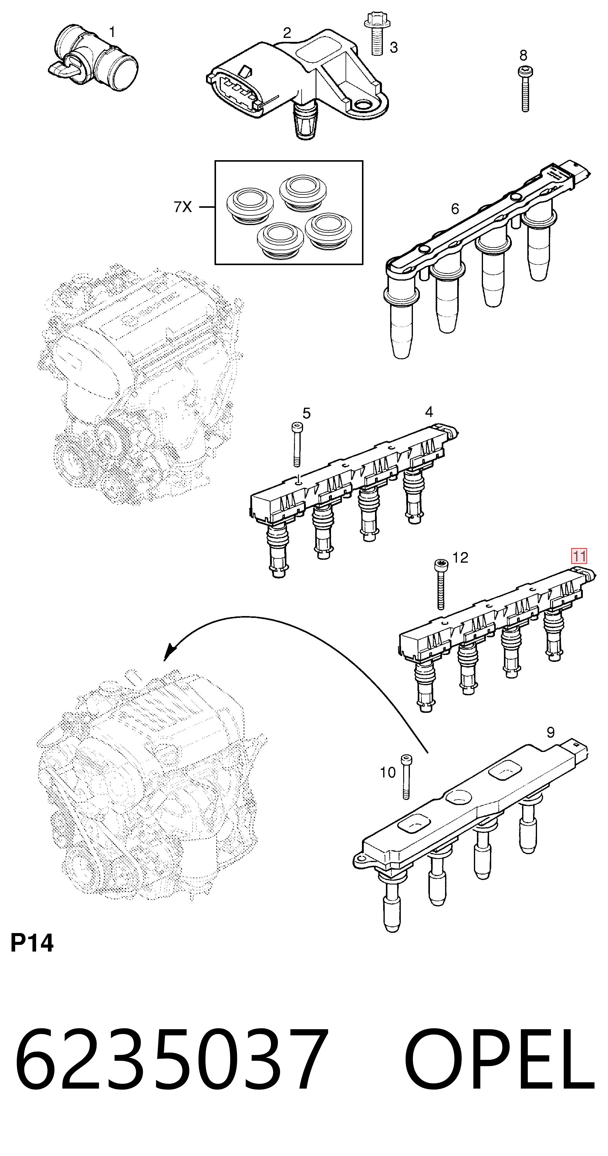 6235037 Opel Котушка запалювання