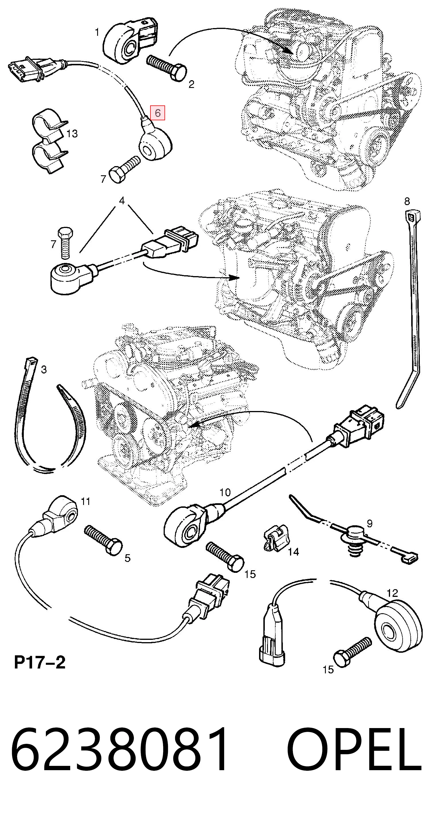 6238081 Opel Датчик детонації