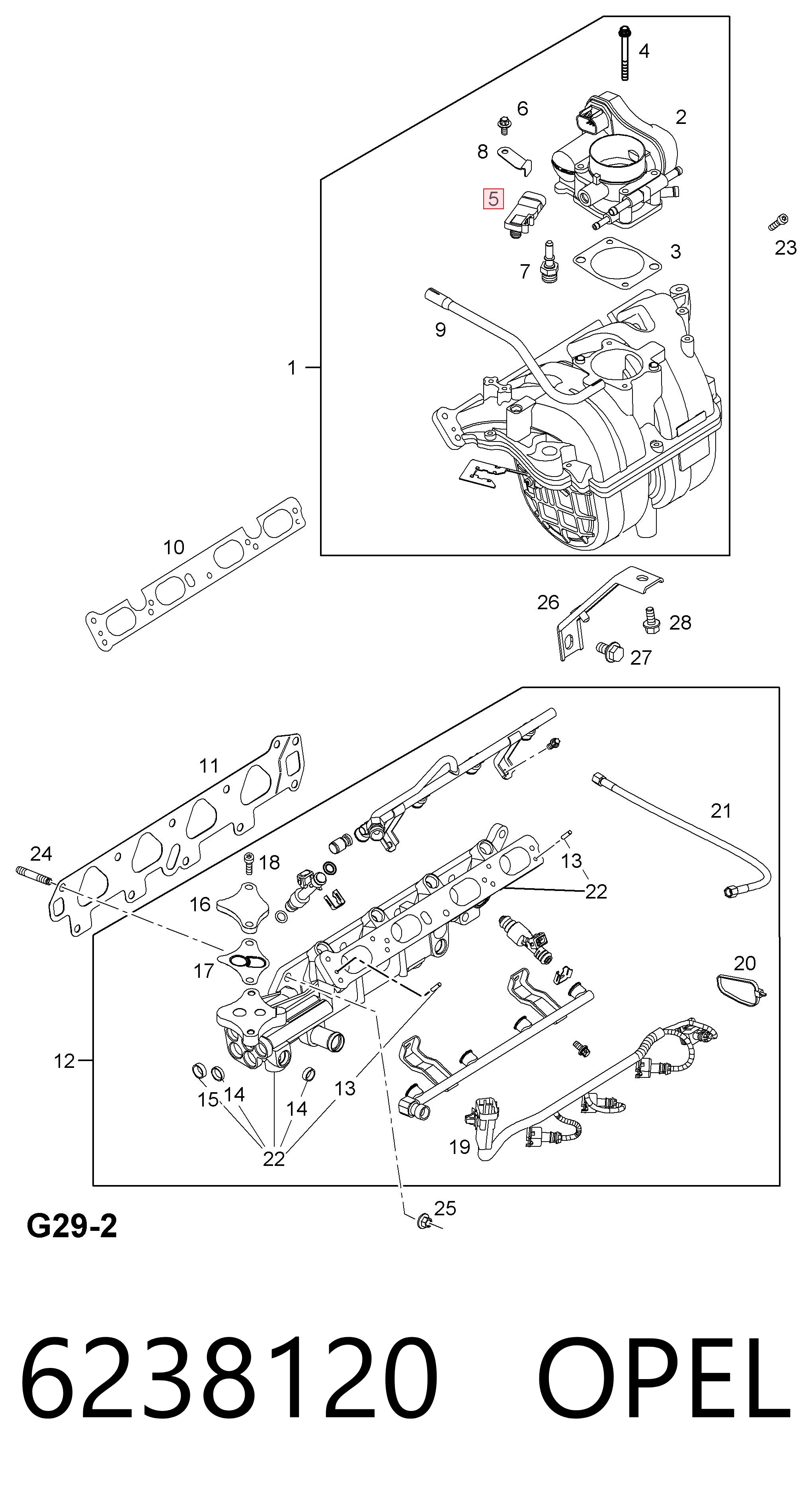 6238120 Opel Датчик наддува