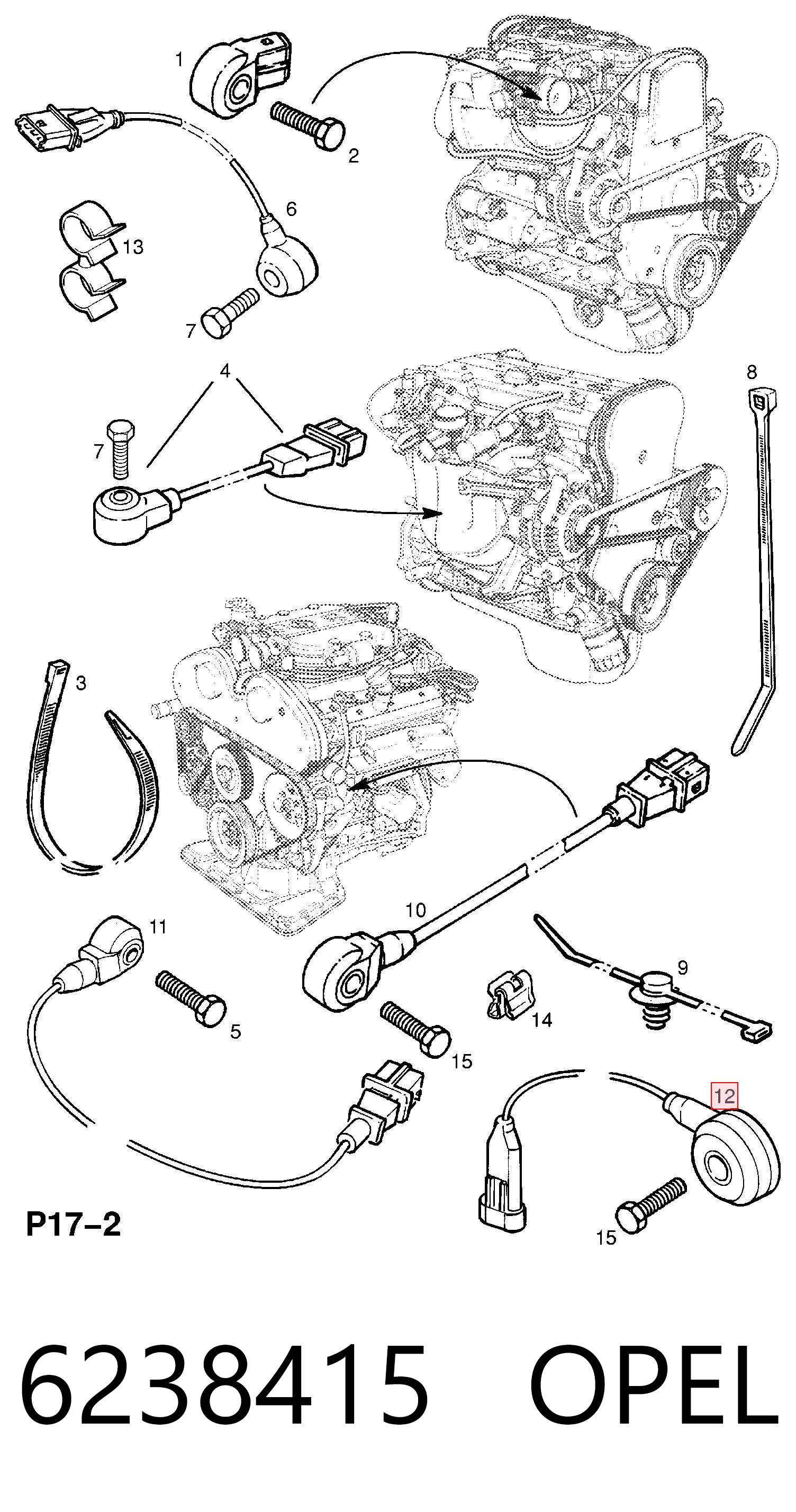6238415 Opel Датчик детонації