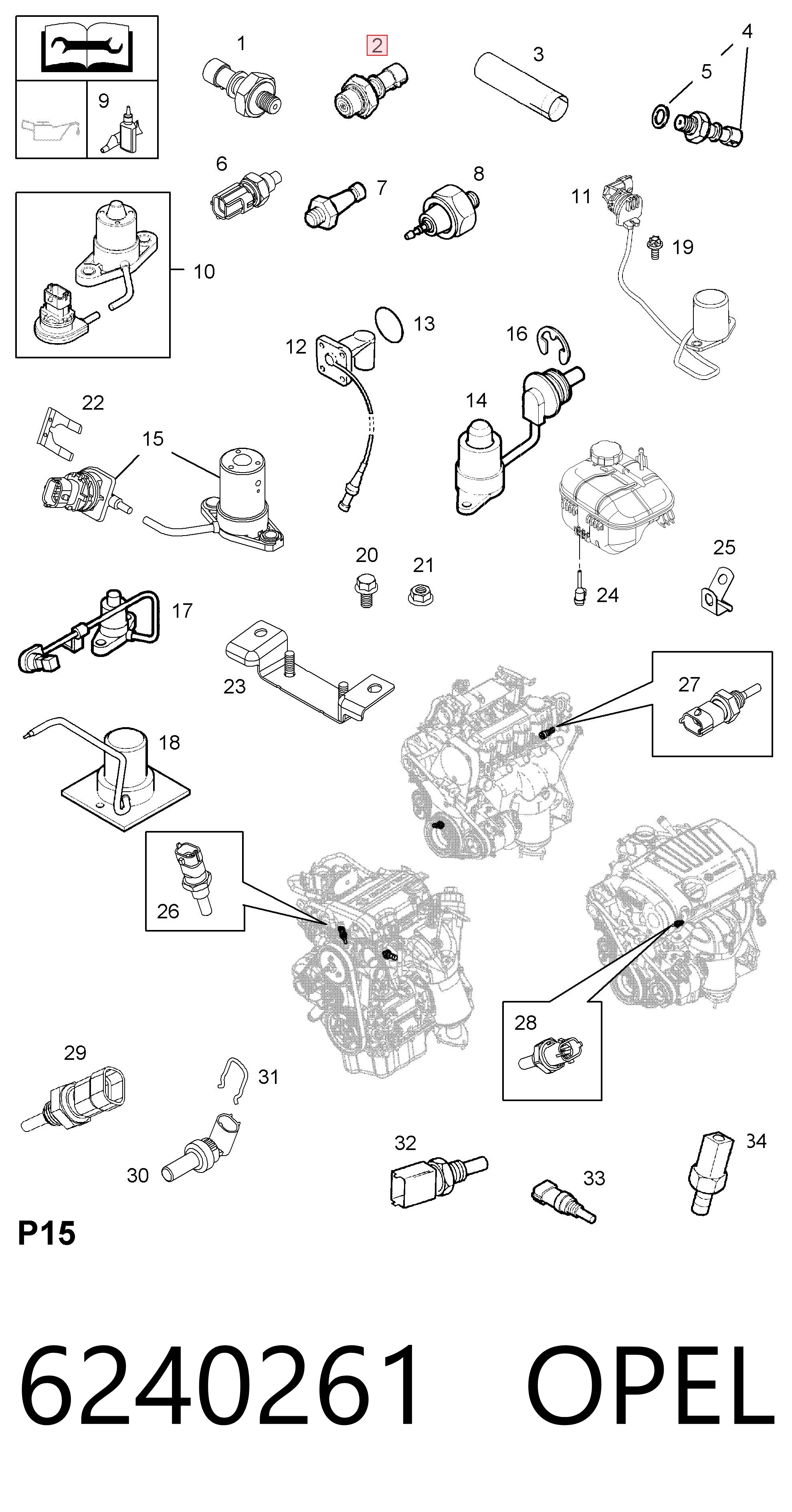 6240261 Opel Датчик показника тиску масла