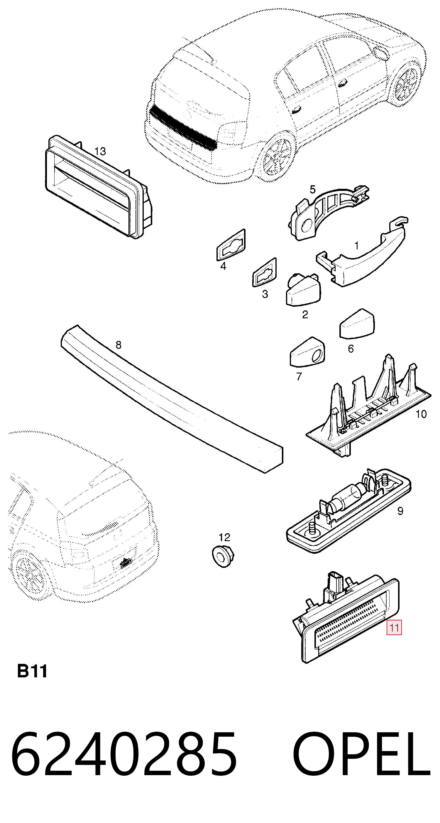 6240285 Opel Ручка багажника