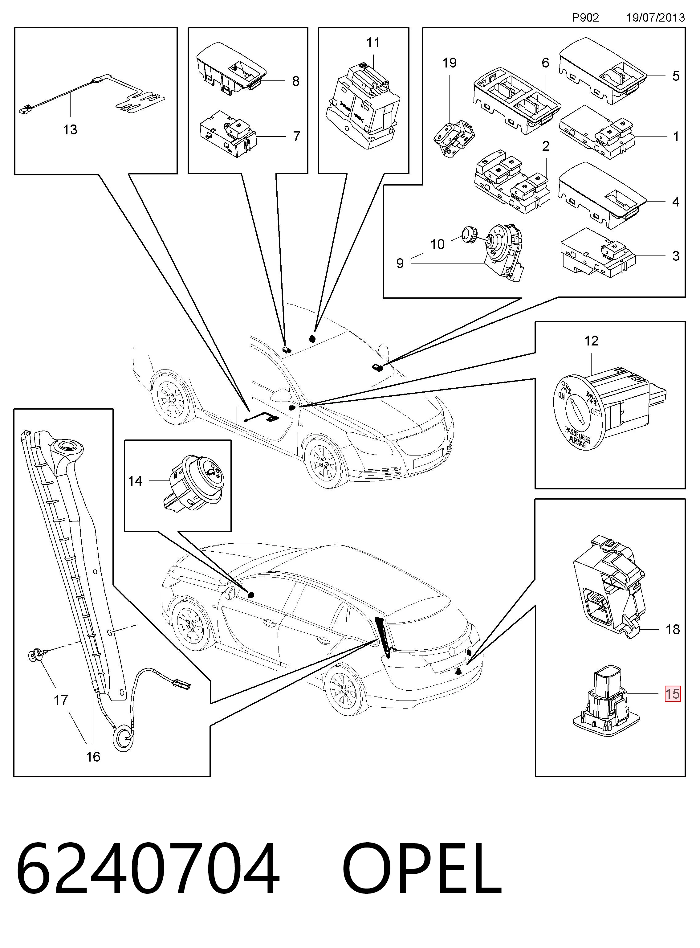 13278699 Peugeot/Citroen Кнопка приводу замка задньої 3/5 двері (ляди)