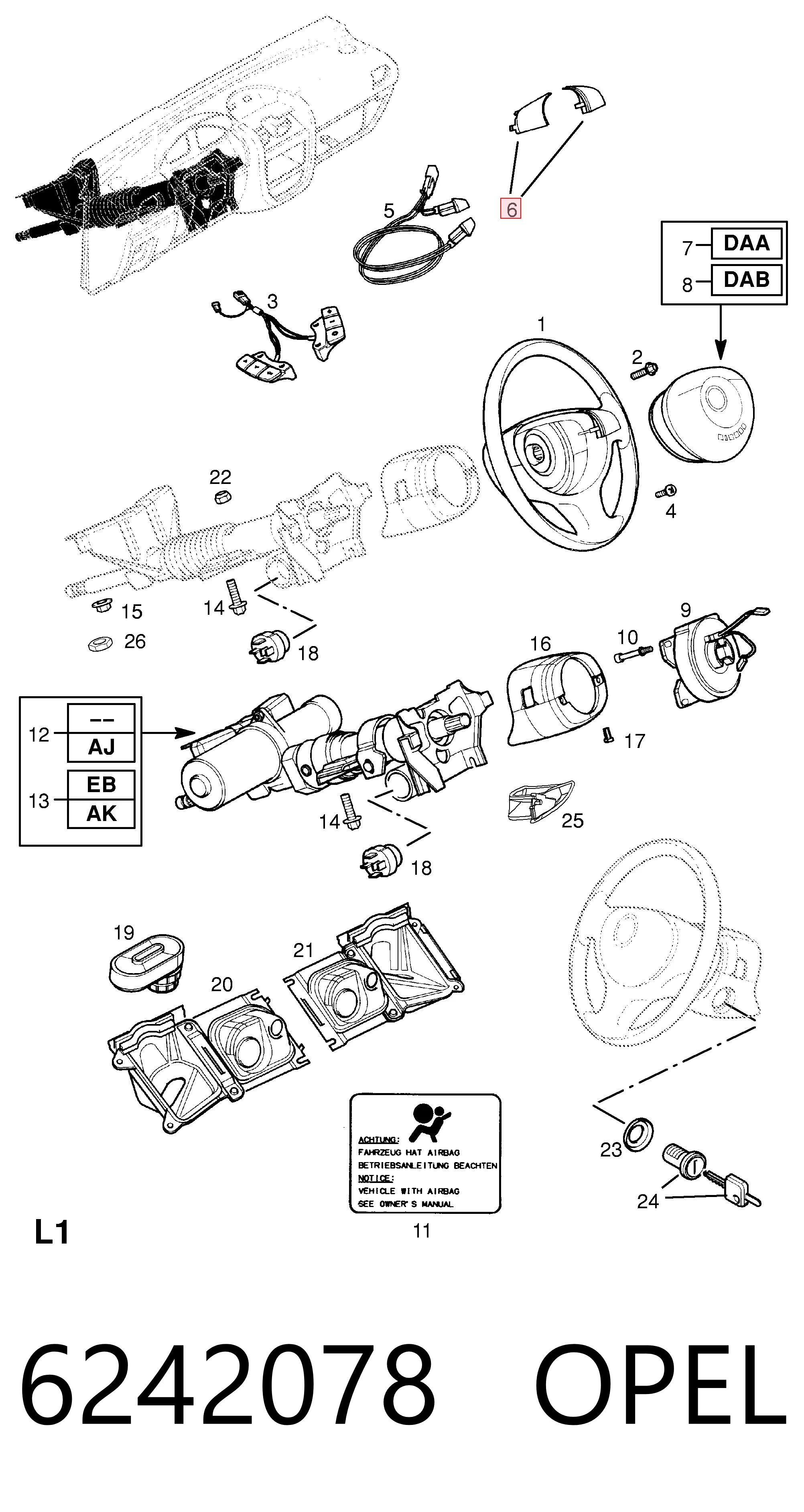 6242078 Opel Вимикач звукового сигналу