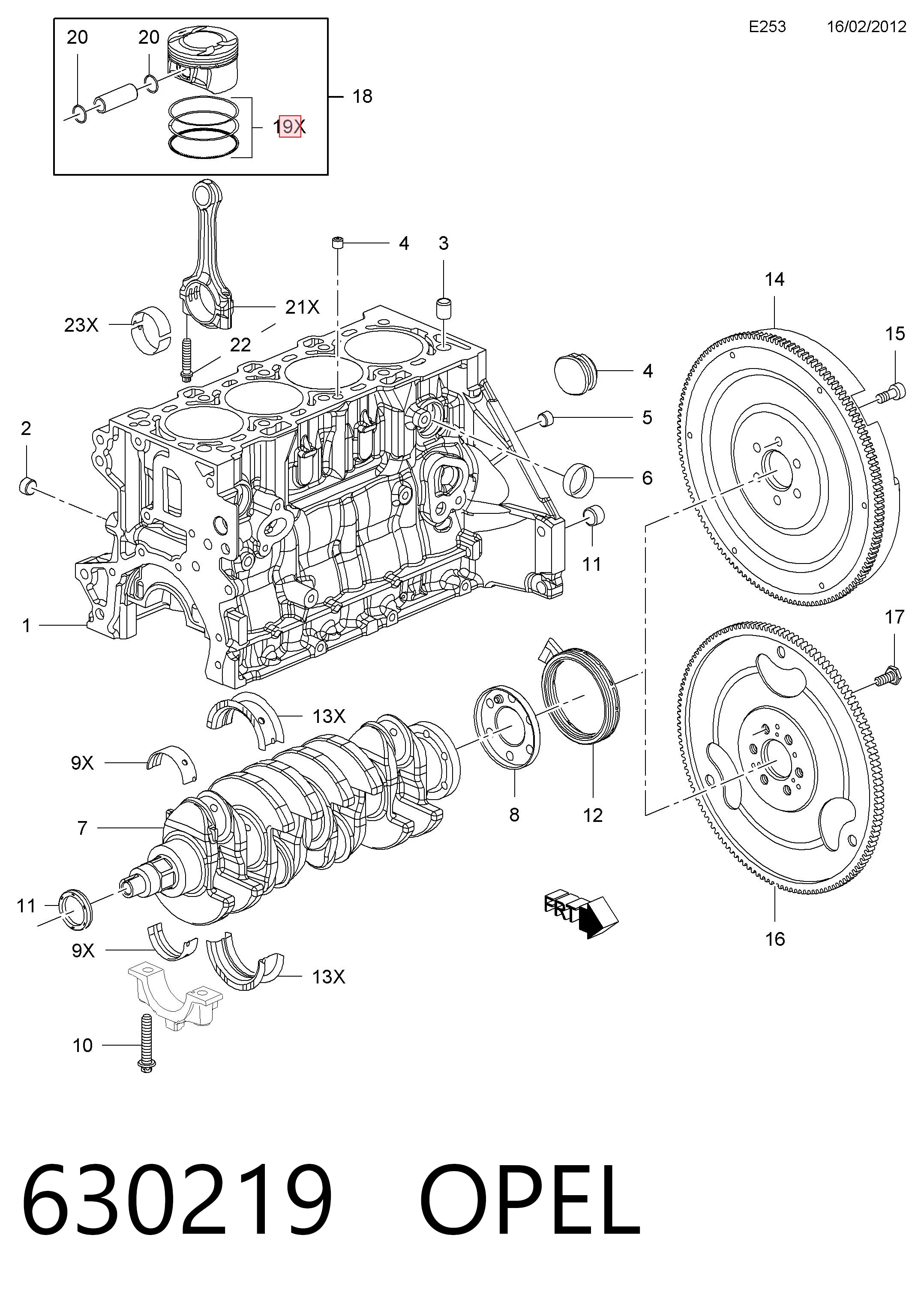 Кільця поршневі на 1 циліндр, STD. 95507585 General Motors