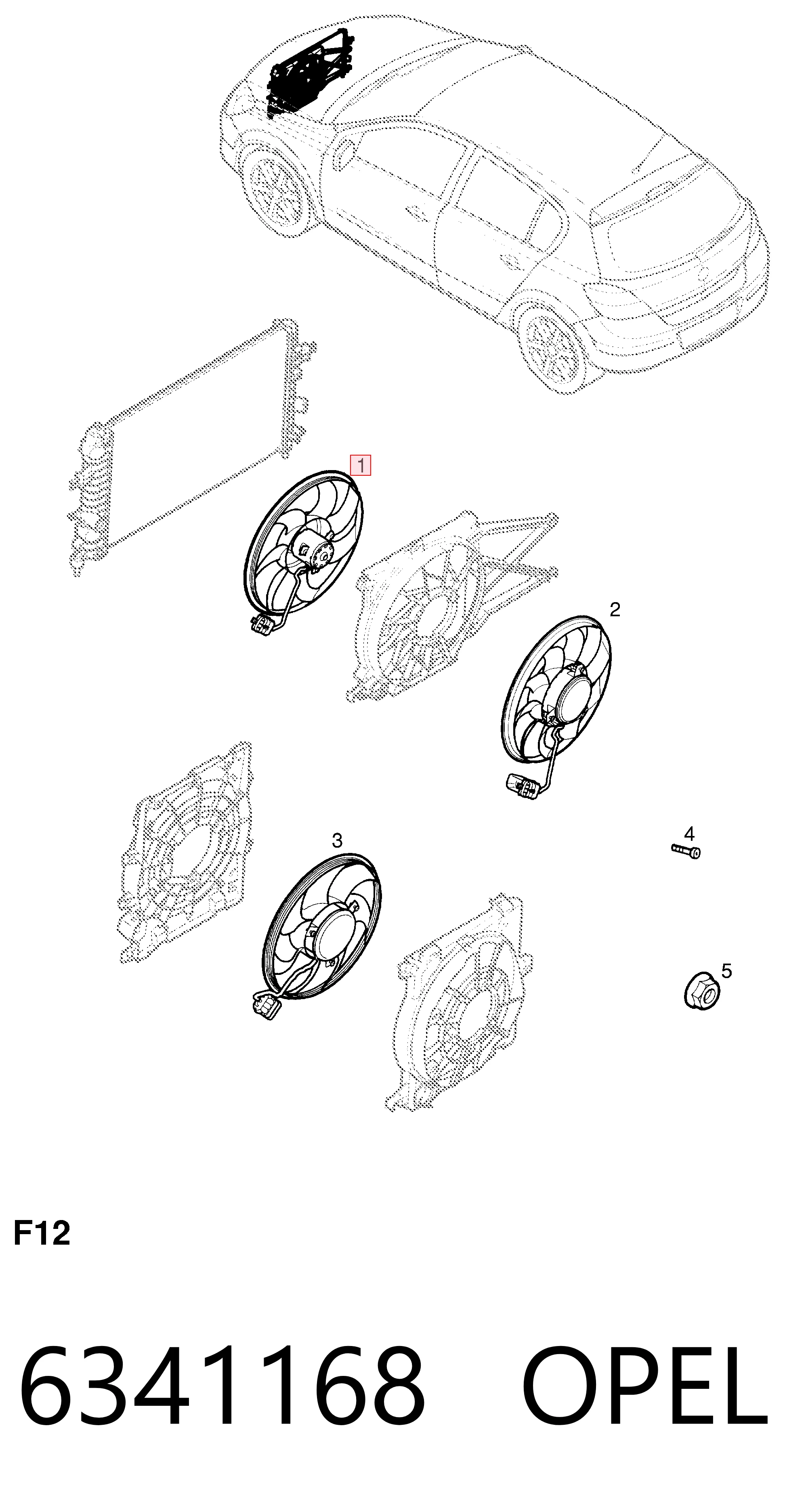 6341168 Opel Електровентилятор радіатора