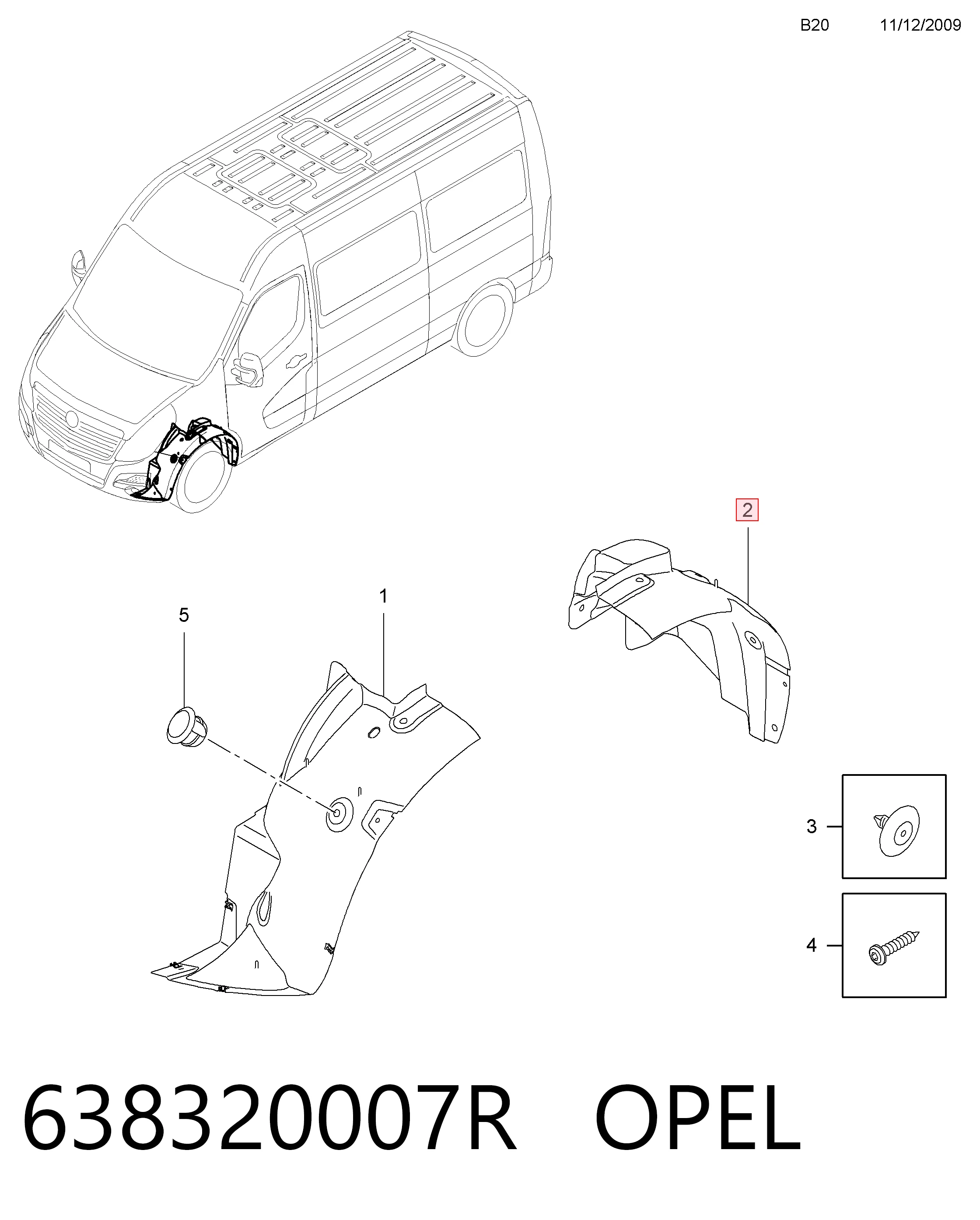 Підкрилок переднього крила, правий задній Renault (RVI) 93197506 ціна, від 17.08 USD