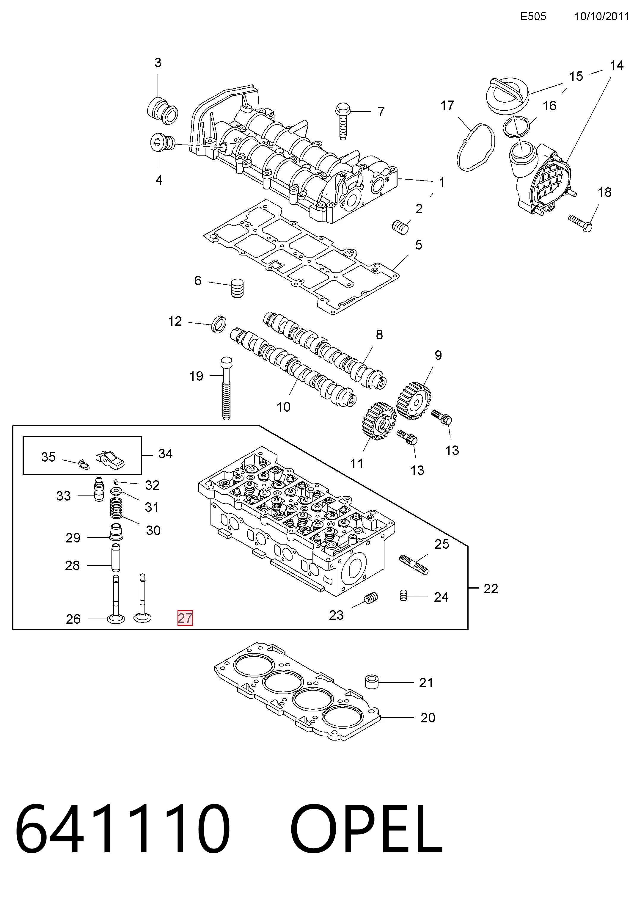 641110 Opel Випускний клапан двигуна