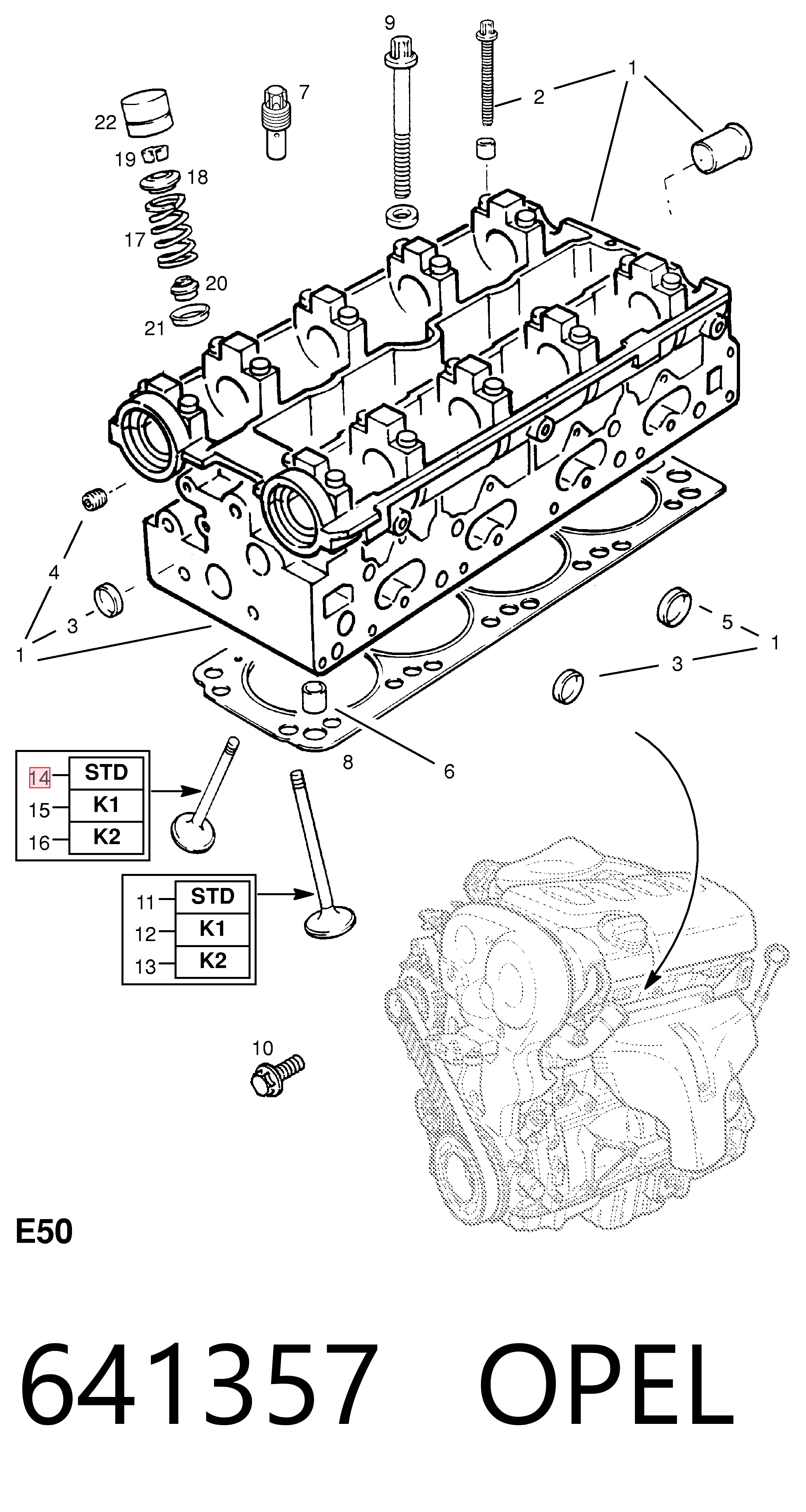 641357 Opel Клапан випускний