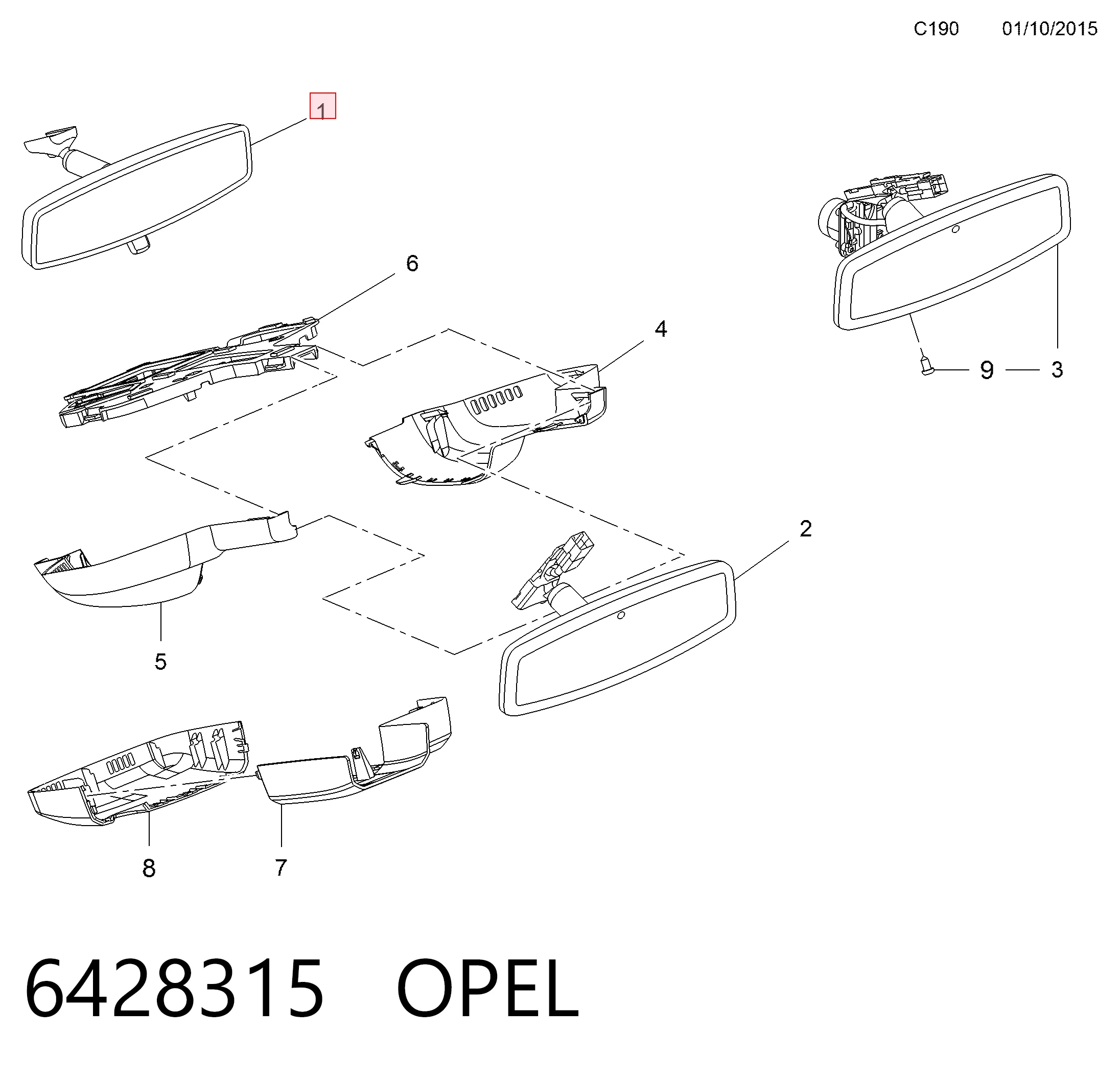  Дзеркало салону Opel Mokka 1