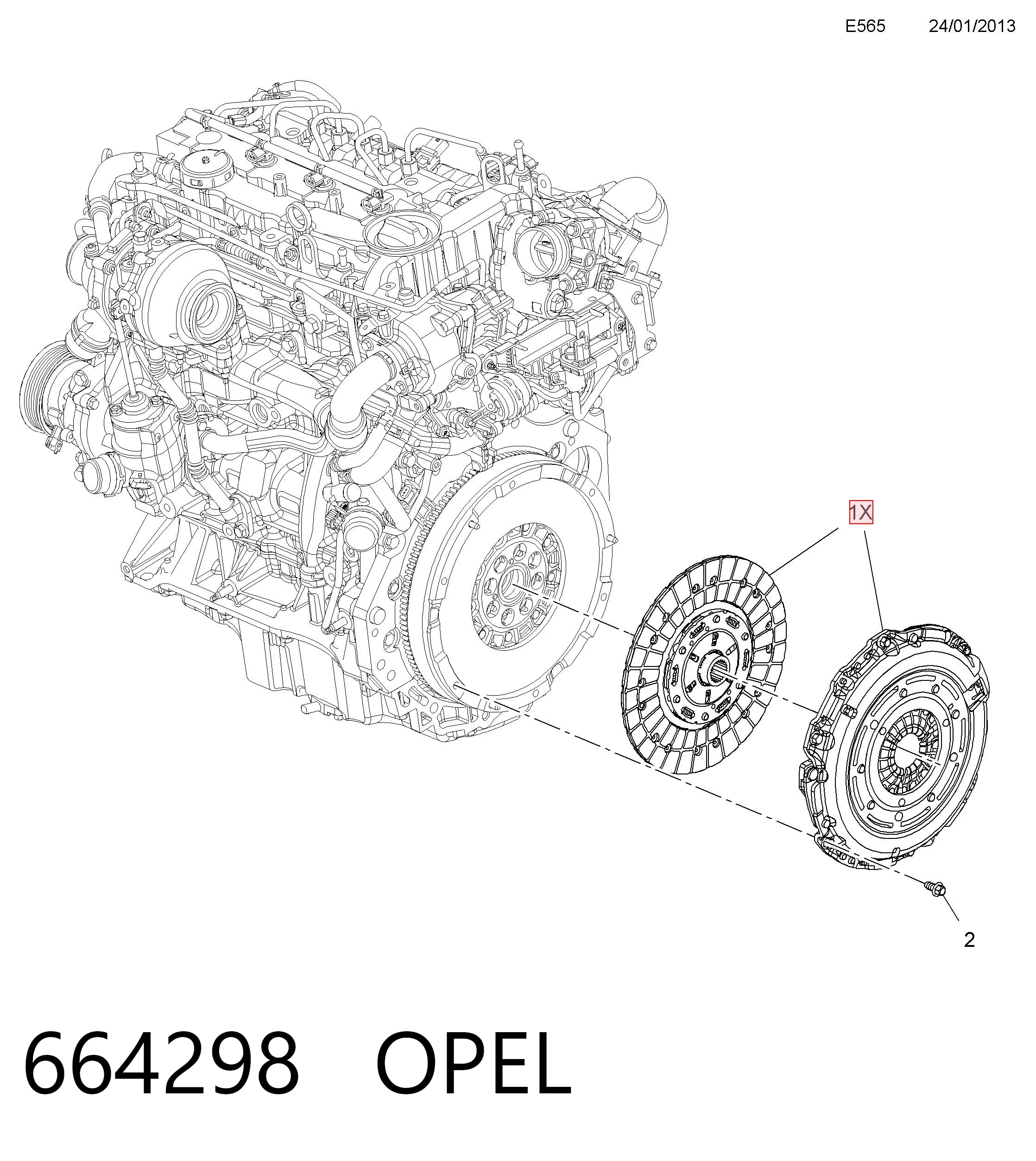 Купити 95530149 Peugeot/Citroen Комплект зчеплення (диск, корзина, підшипник)