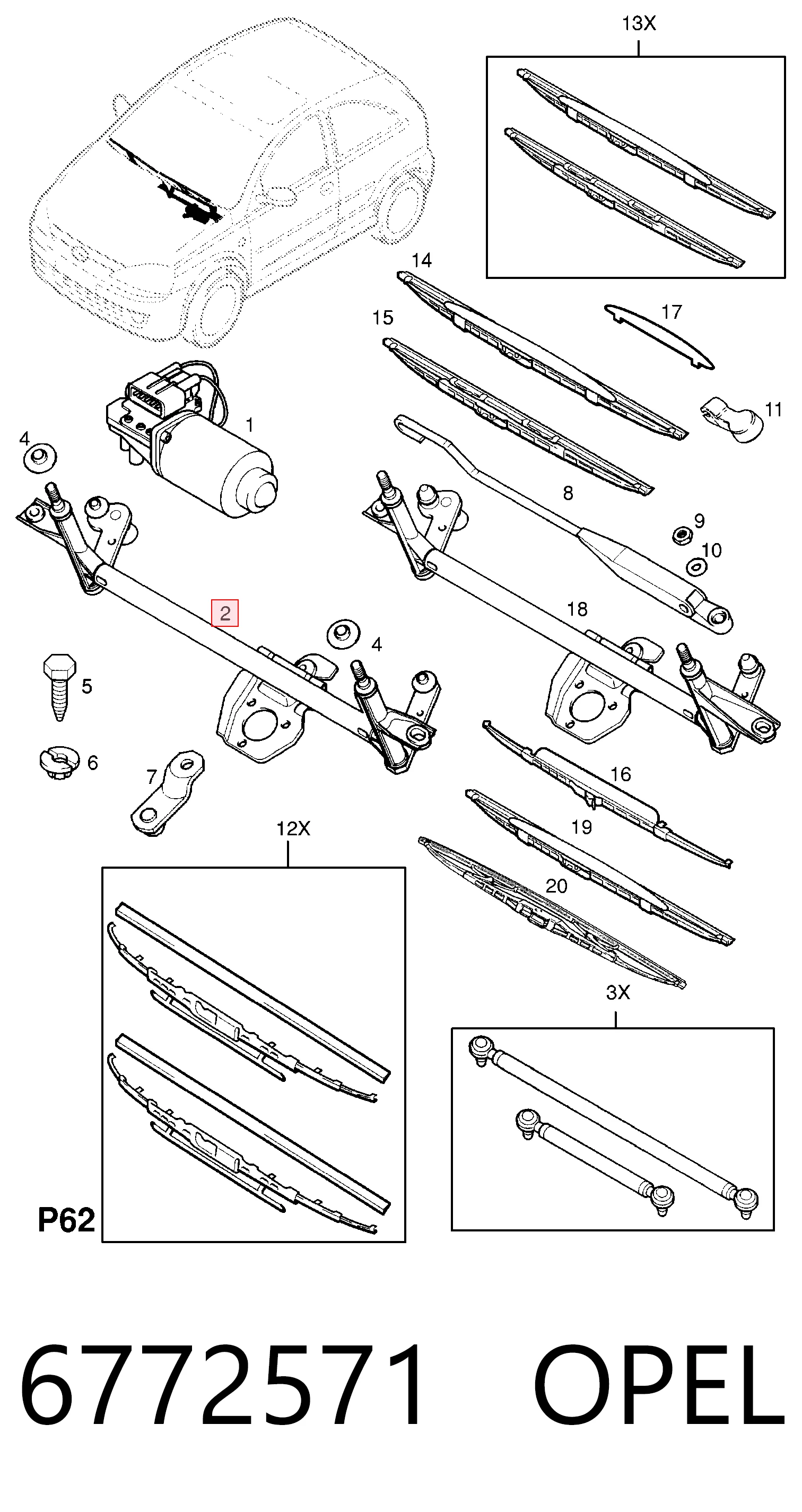 6772571 Opel Трапеція склоочисника