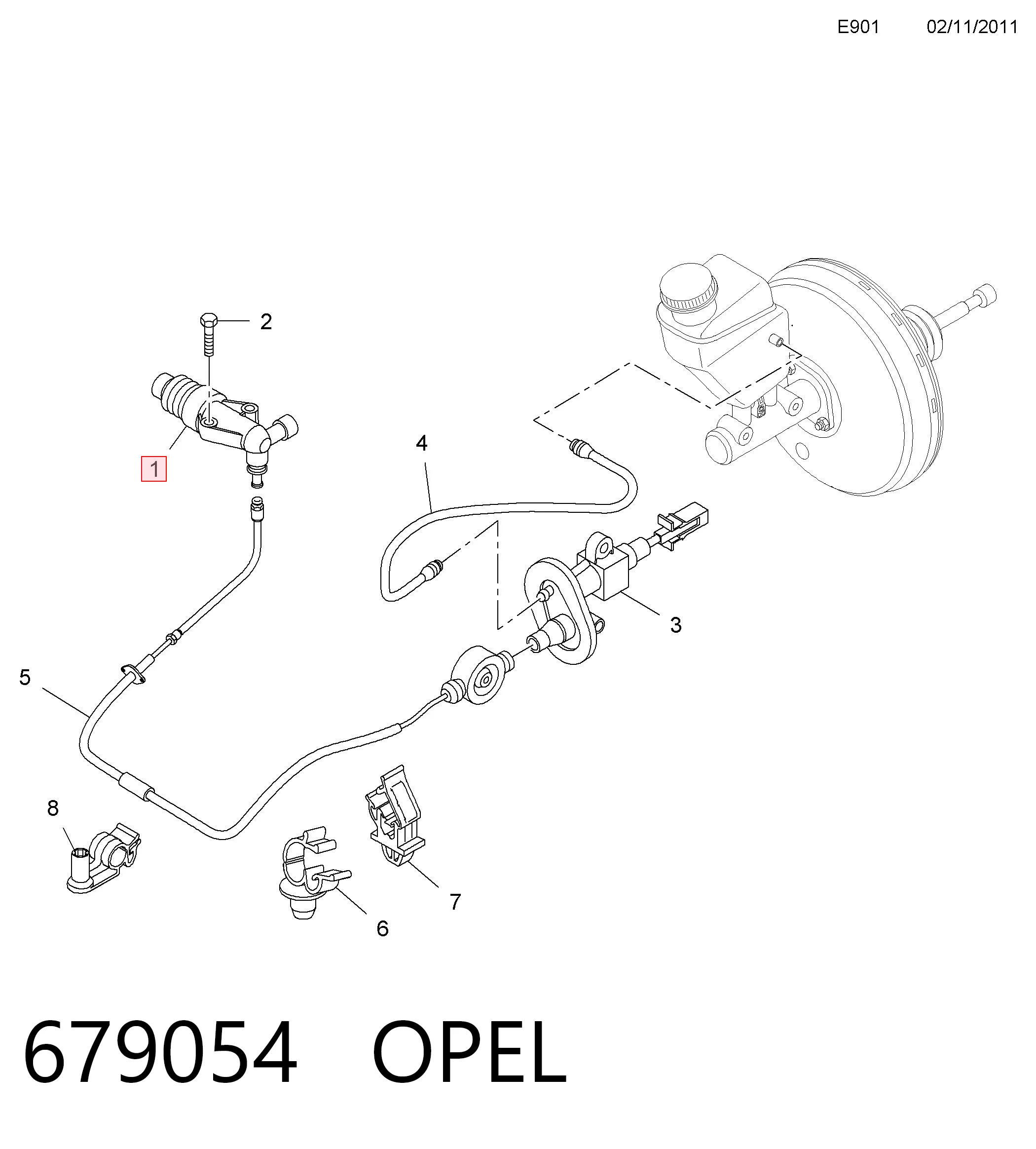 679054 Opel Циліндр зчеплення робочий