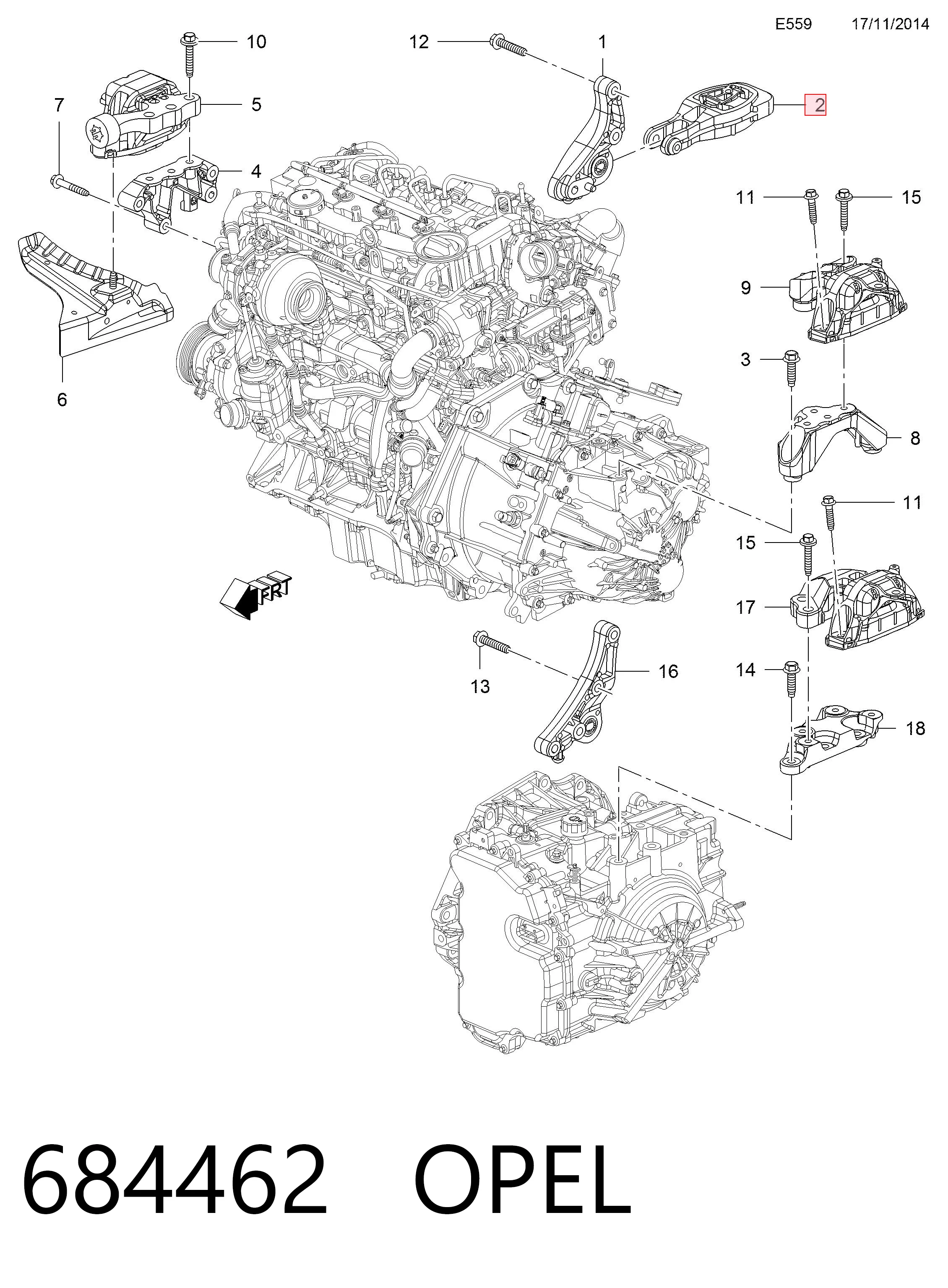 Подушка двигуна задня 95248684 Peugeot/Citroen