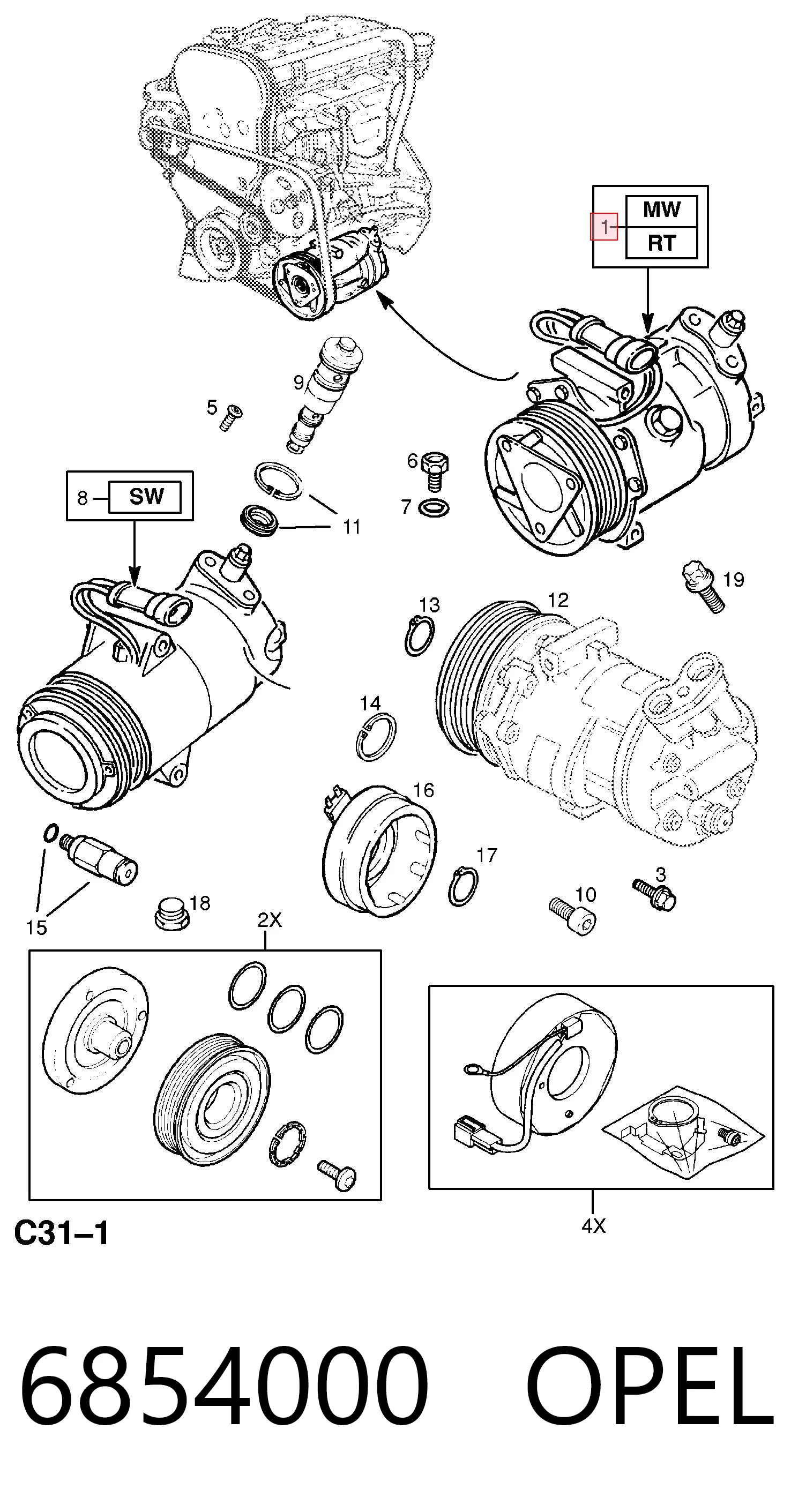 6854000 Opel Компресор холодоагенту