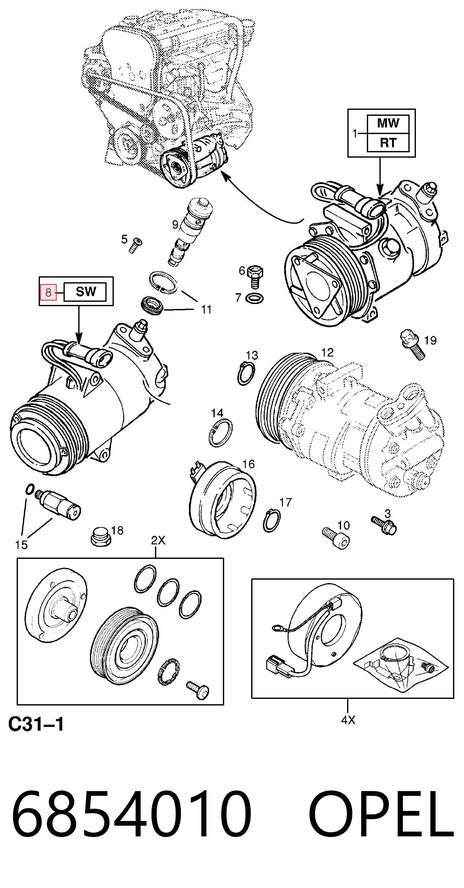6854010 Opel Компресор холодоагенту