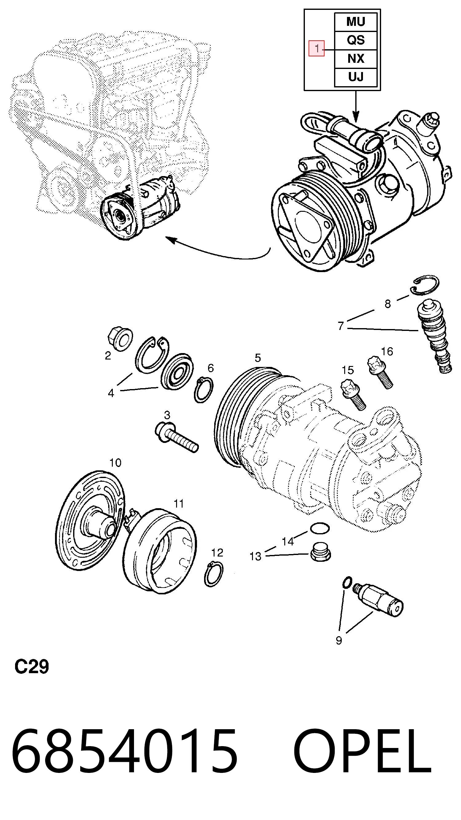 6854015 Opel Компресор холодоагенту