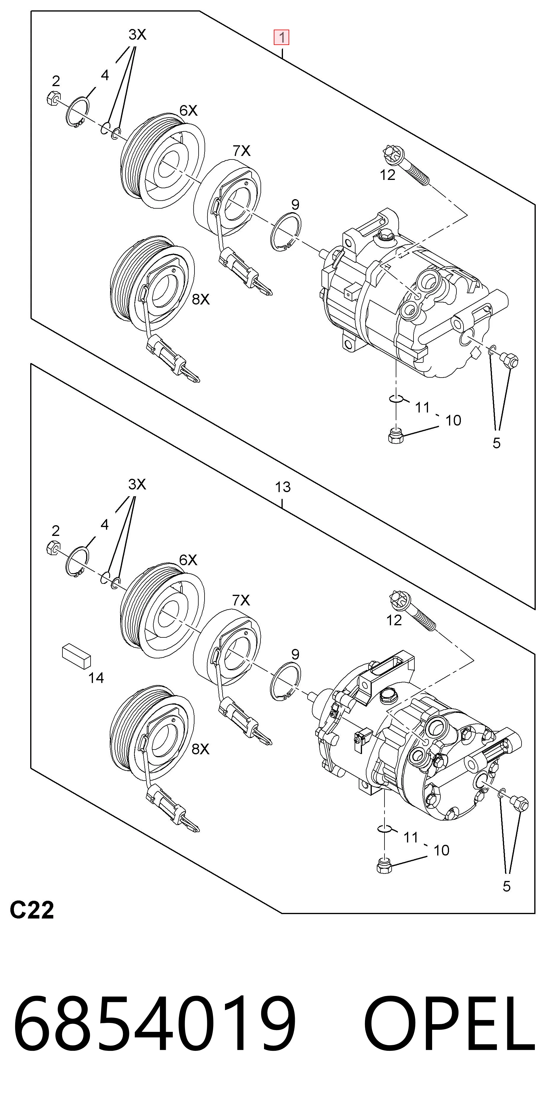 6854019 Opel Компресор холодоагенту