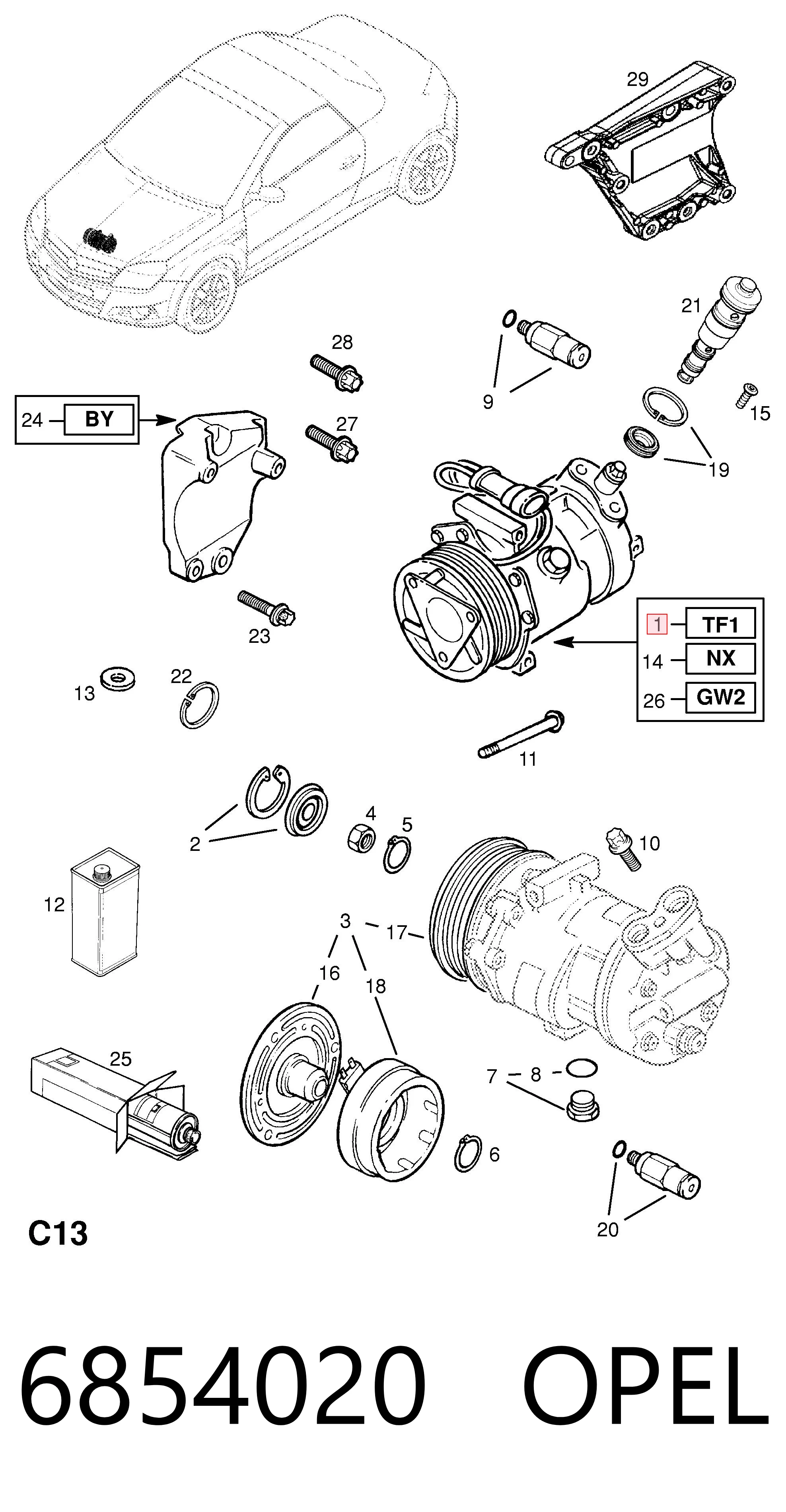6854020 Opel Компресор холодоагенту