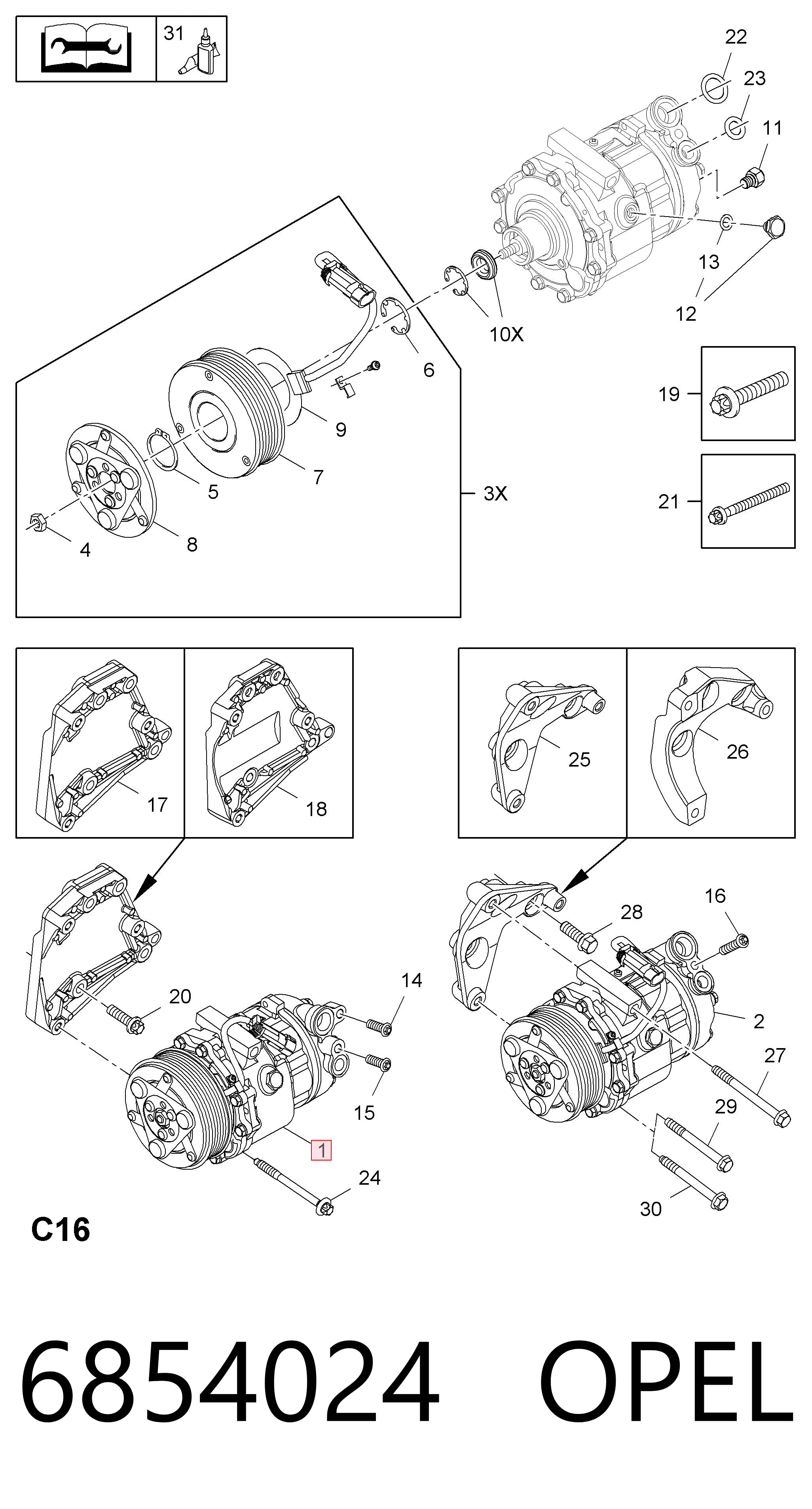 6854024 Opel Компресор холодоагенту