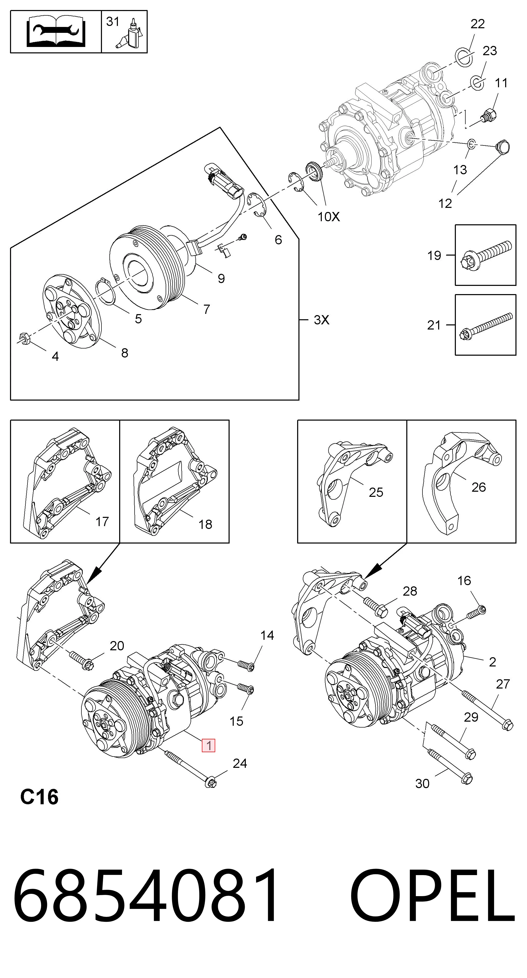 6854081 Opel Компресор холодоагенту