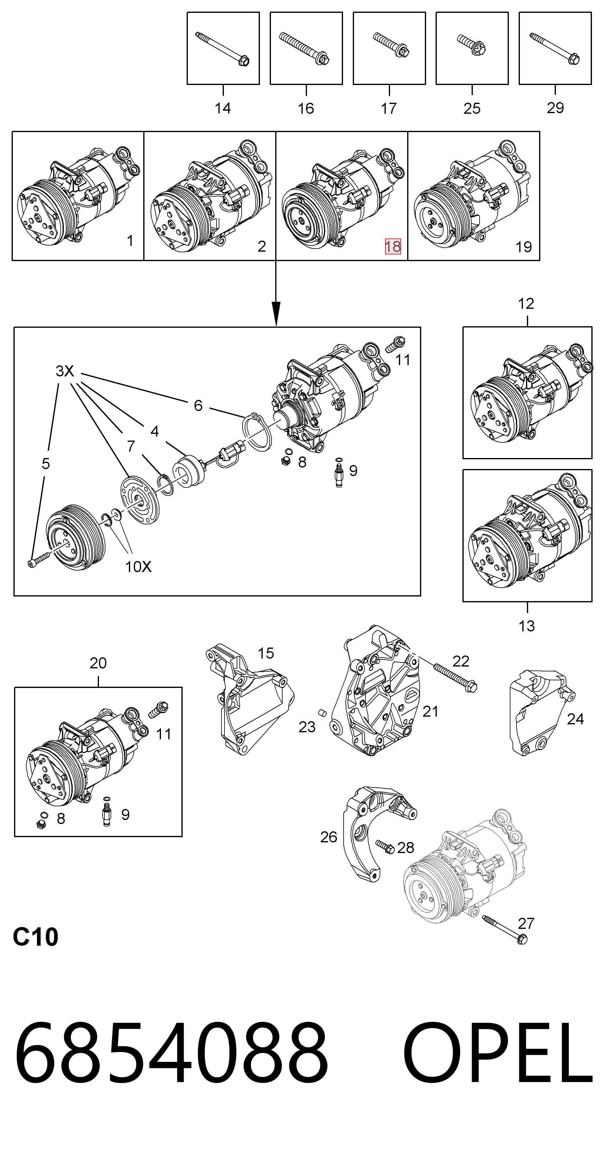 6854088 Opel Компресор холодоагенту