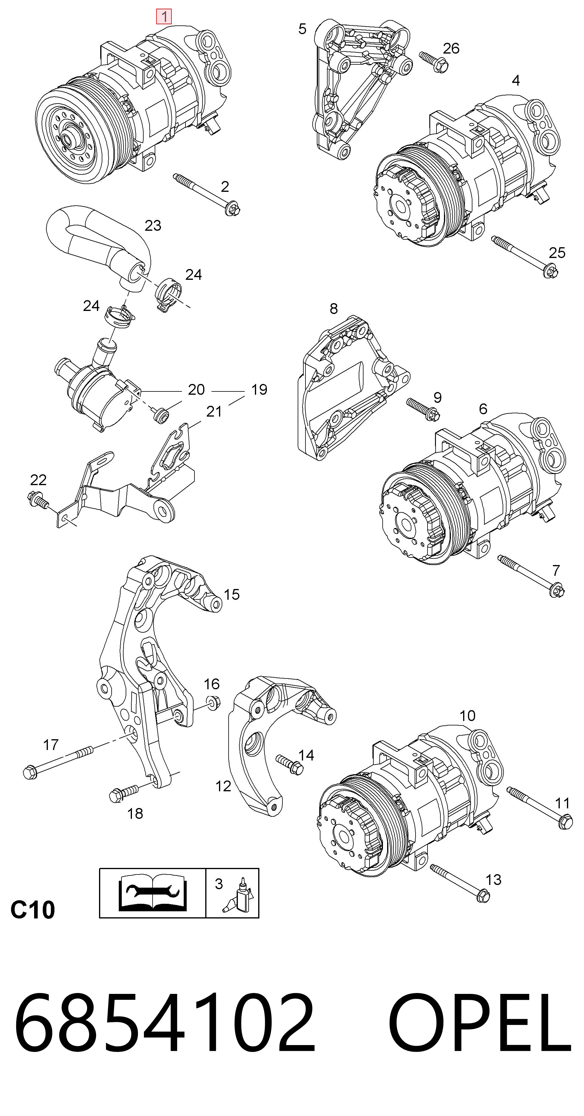 6854102 Opel Компресор холодоагенту
