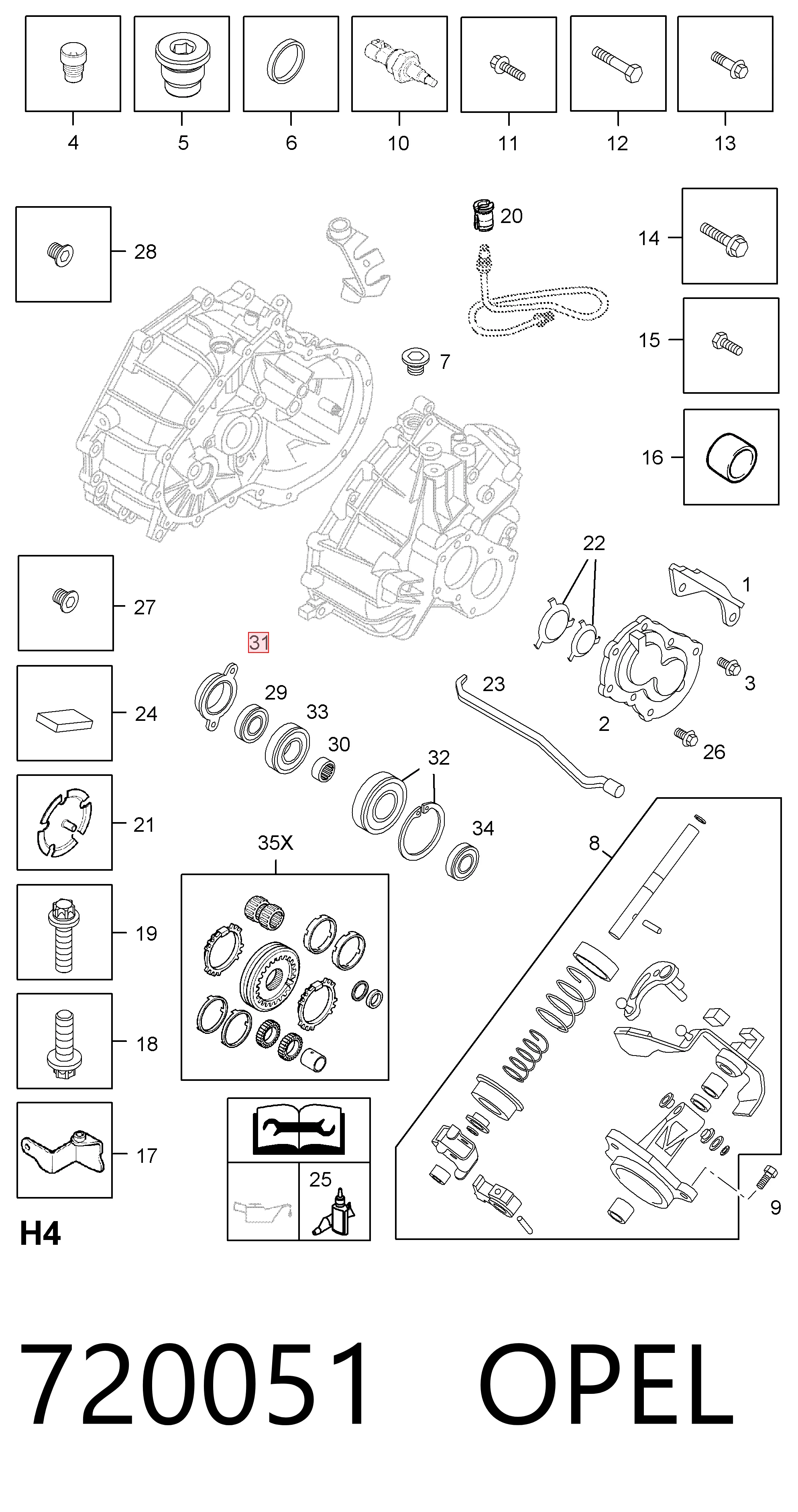 Підшипник КПП на Opel Vectra B 36