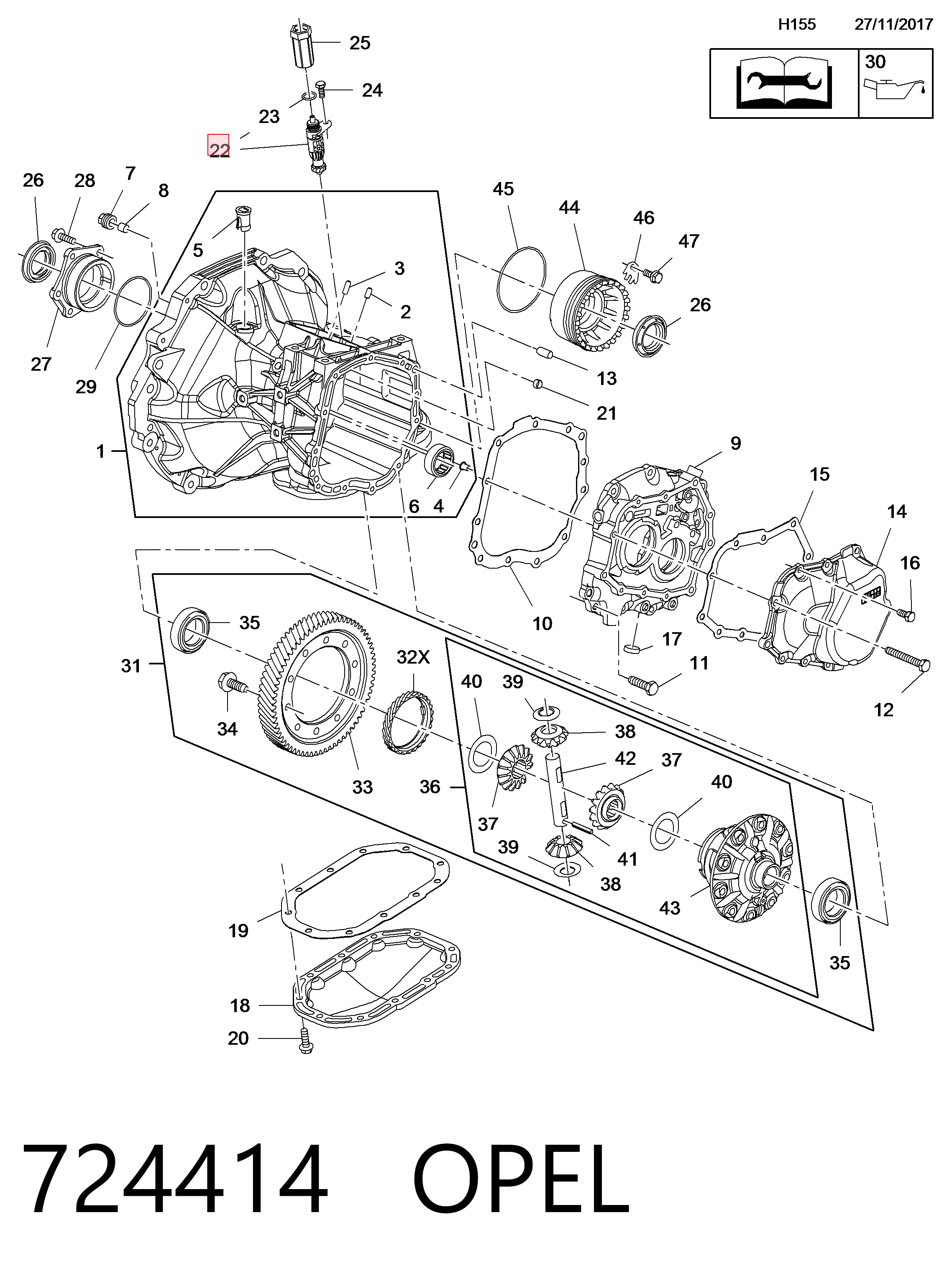 724414 Opel Шестерня спідометра, ведена
