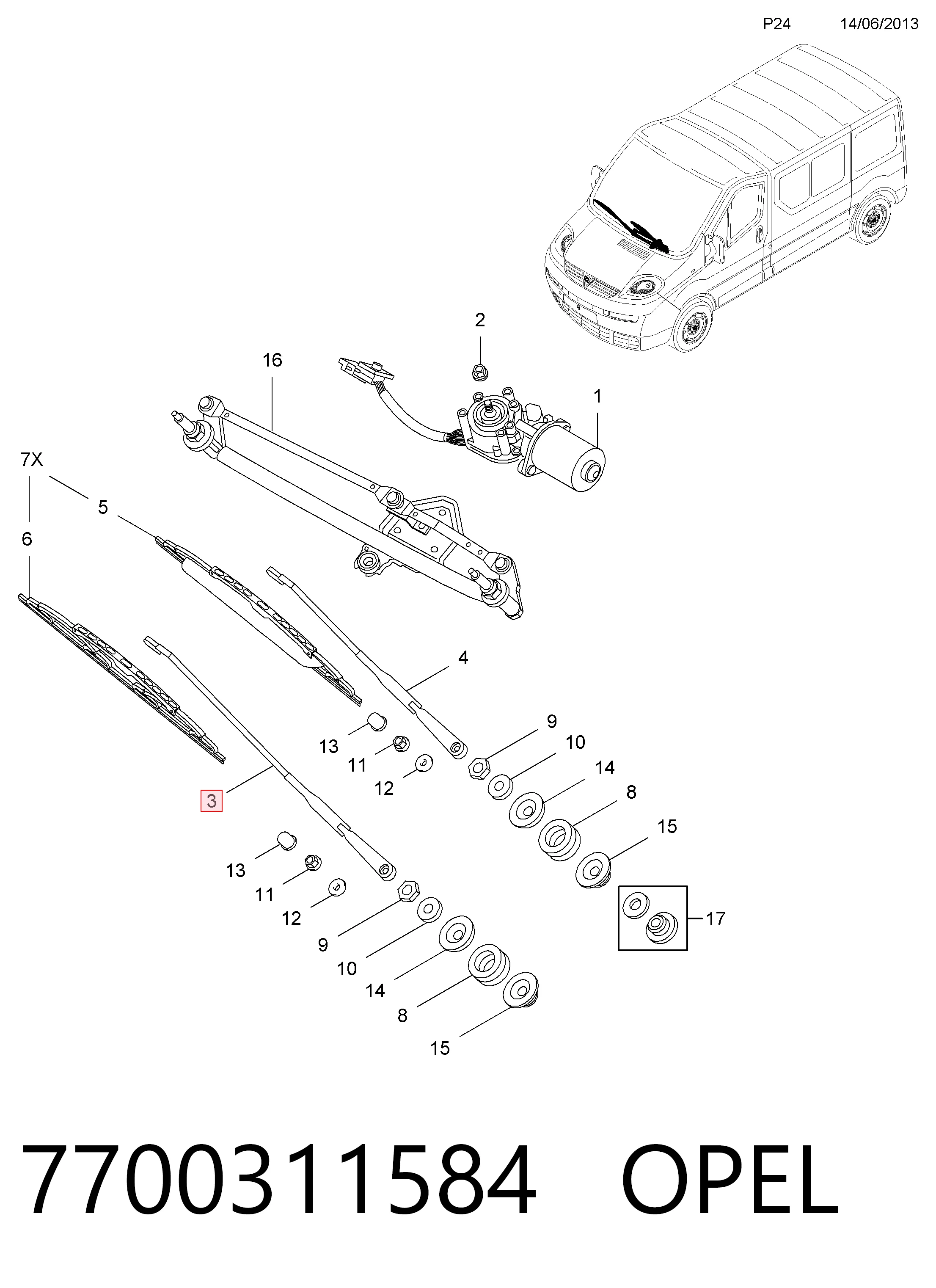 Ричаг двірника на Opel Vivaro A F7