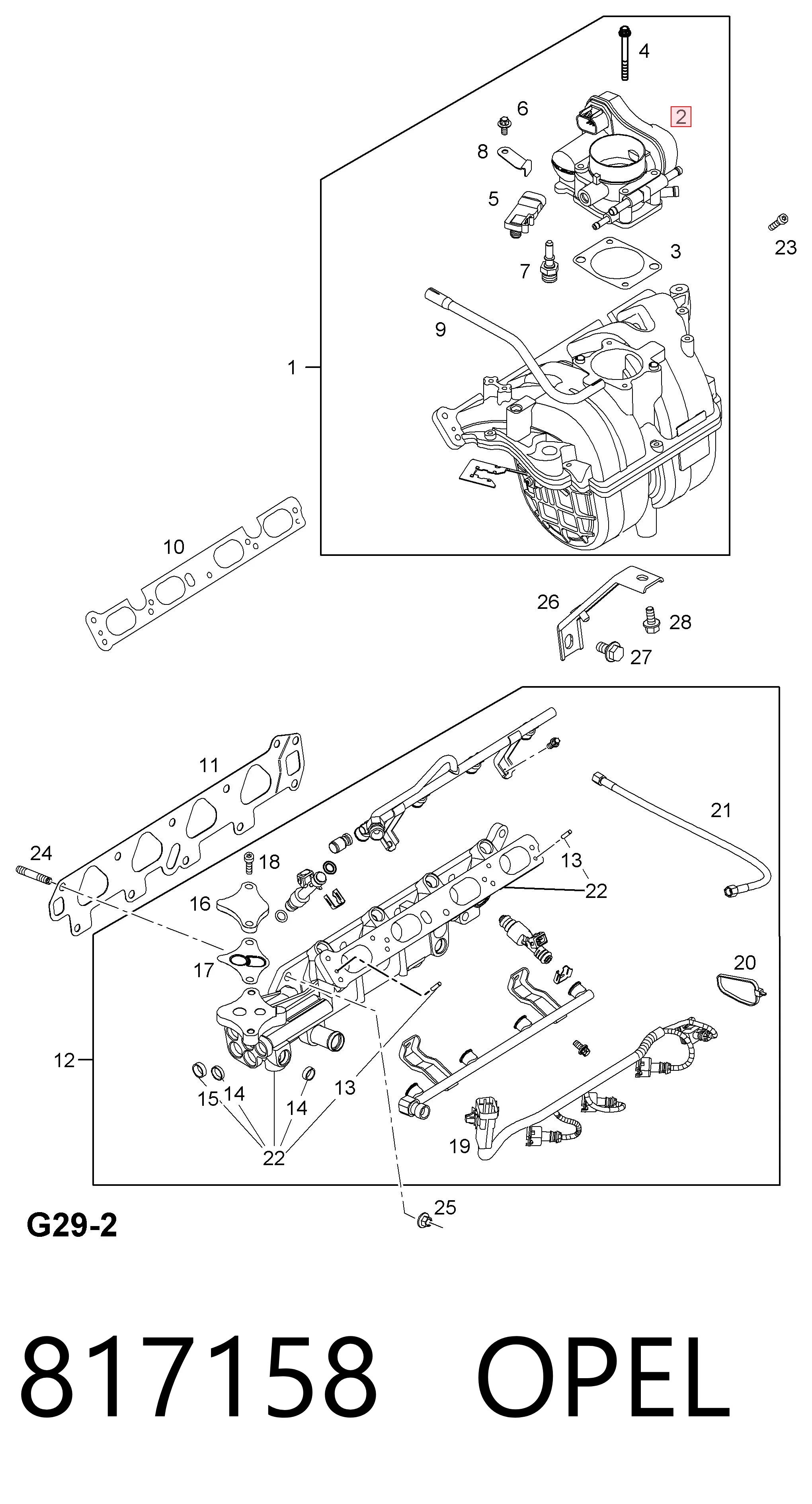 817158 Opel Дросільна заслінка в зборі