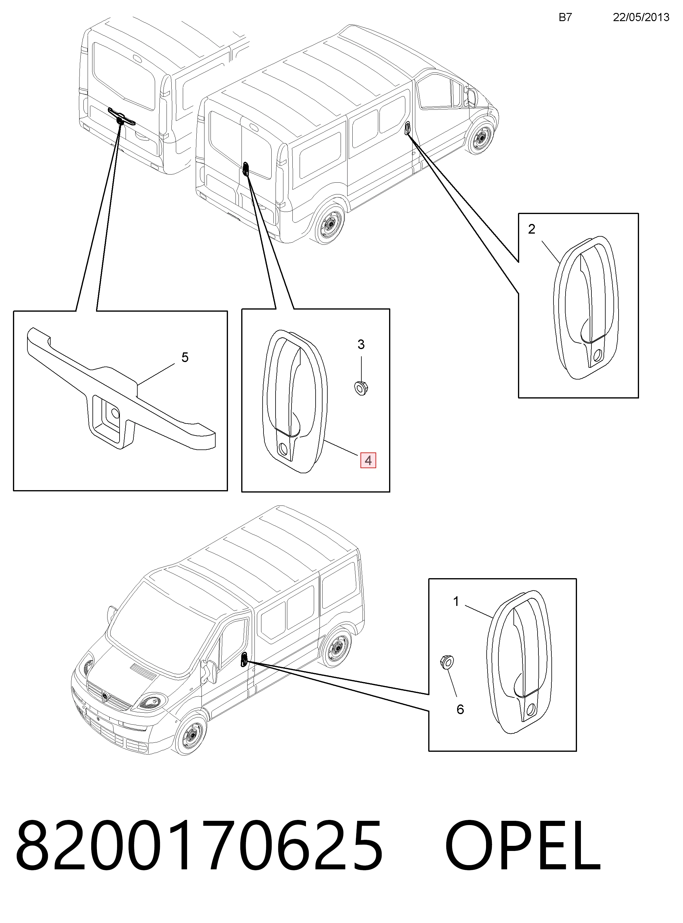 Ручка двері бічної/зсувної зовнішня 8200214656 General Motors