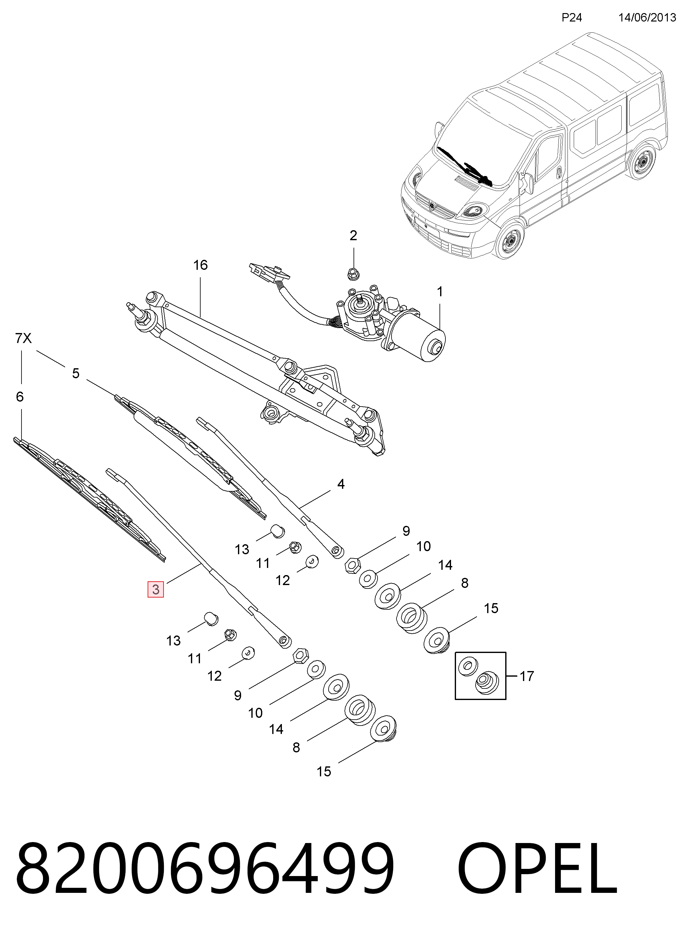 Ричаг склоочисника Opel Vivaro A фургон (F7) (2001 - 2014) ціна, від 16.04 USD