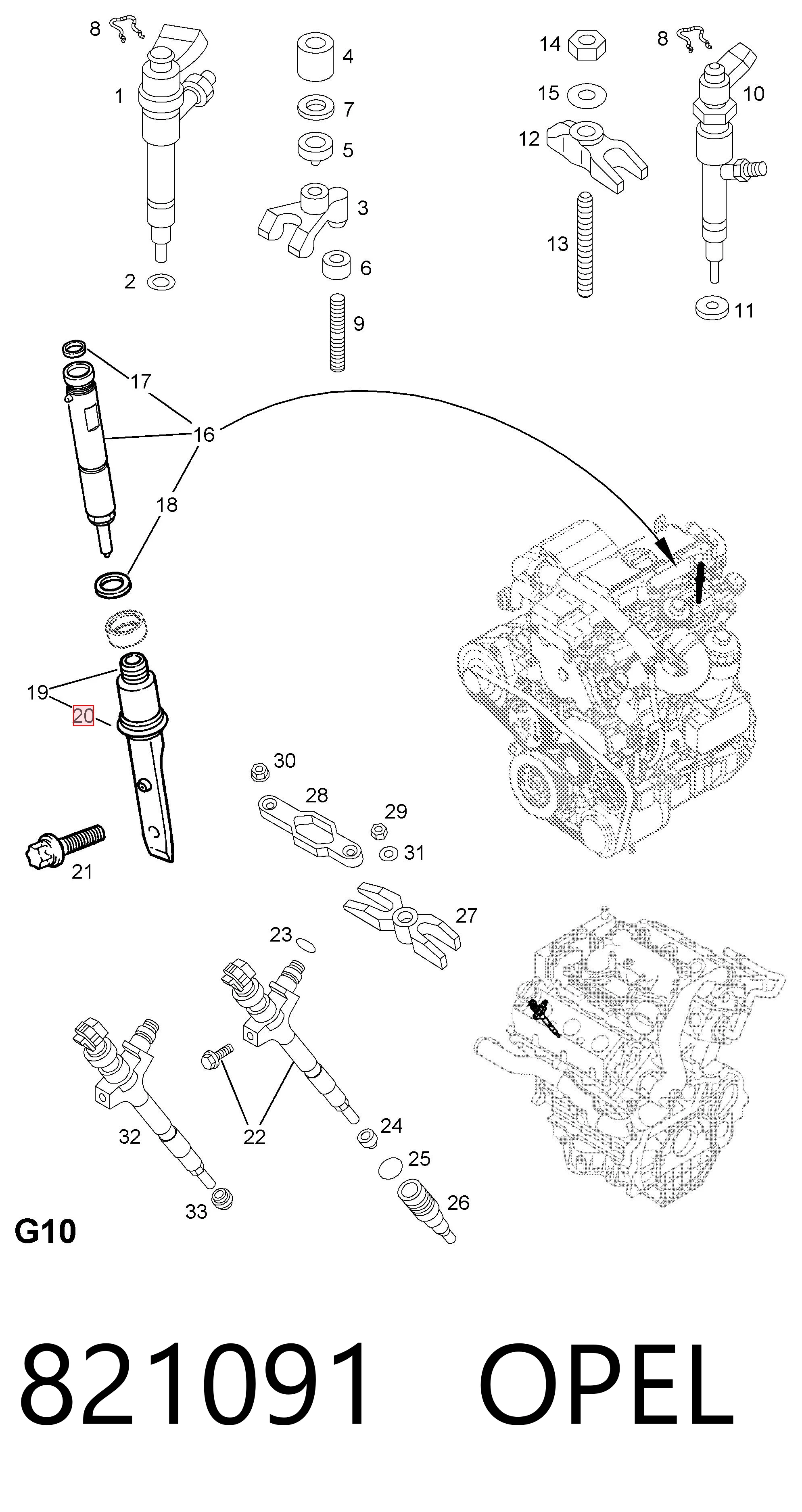 821091 Opel Кільце інжектора