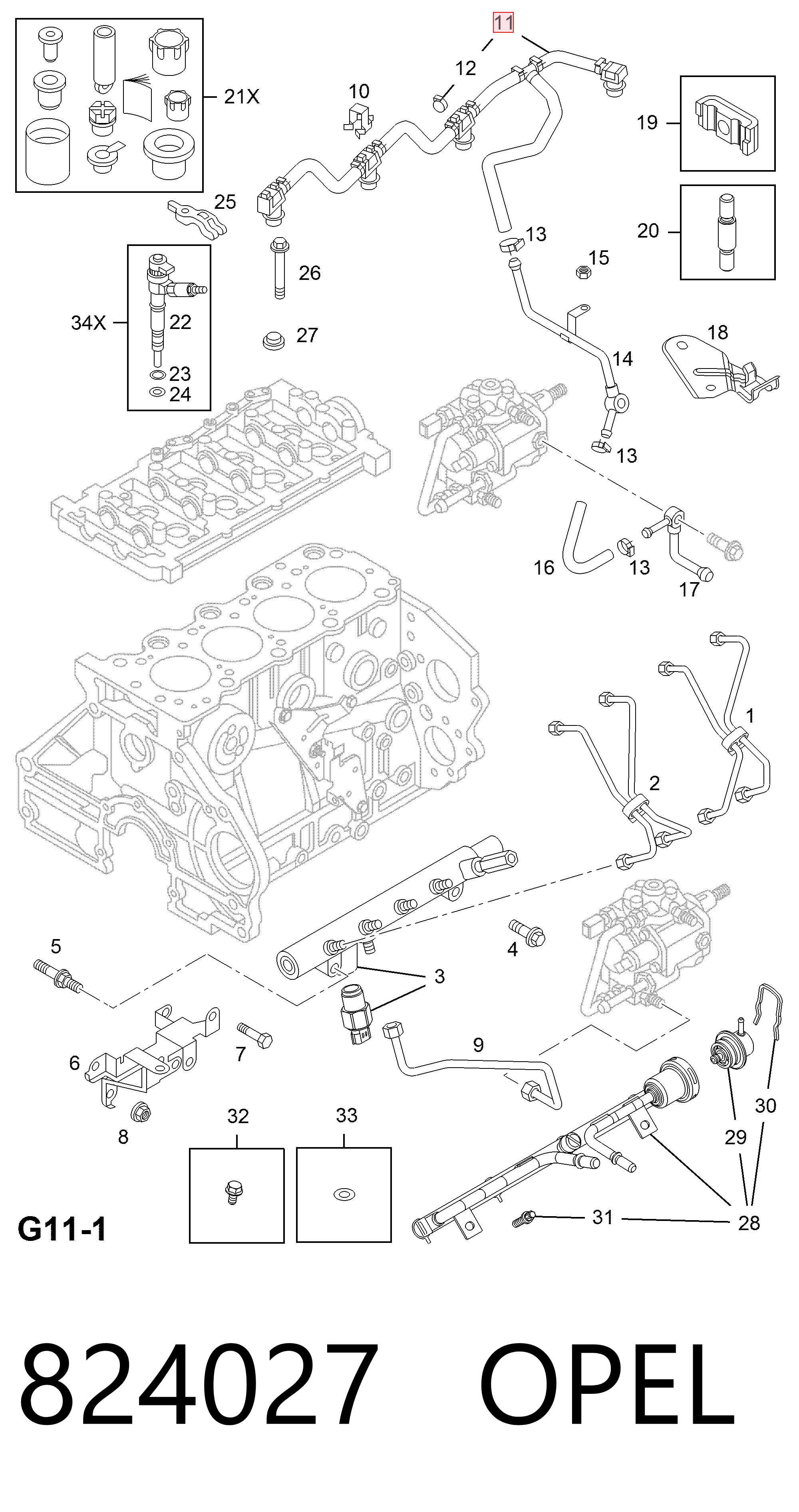 Купити 55188204 Fiat/Alfa/Lancia Трубка паливна, зворотня від форсунок