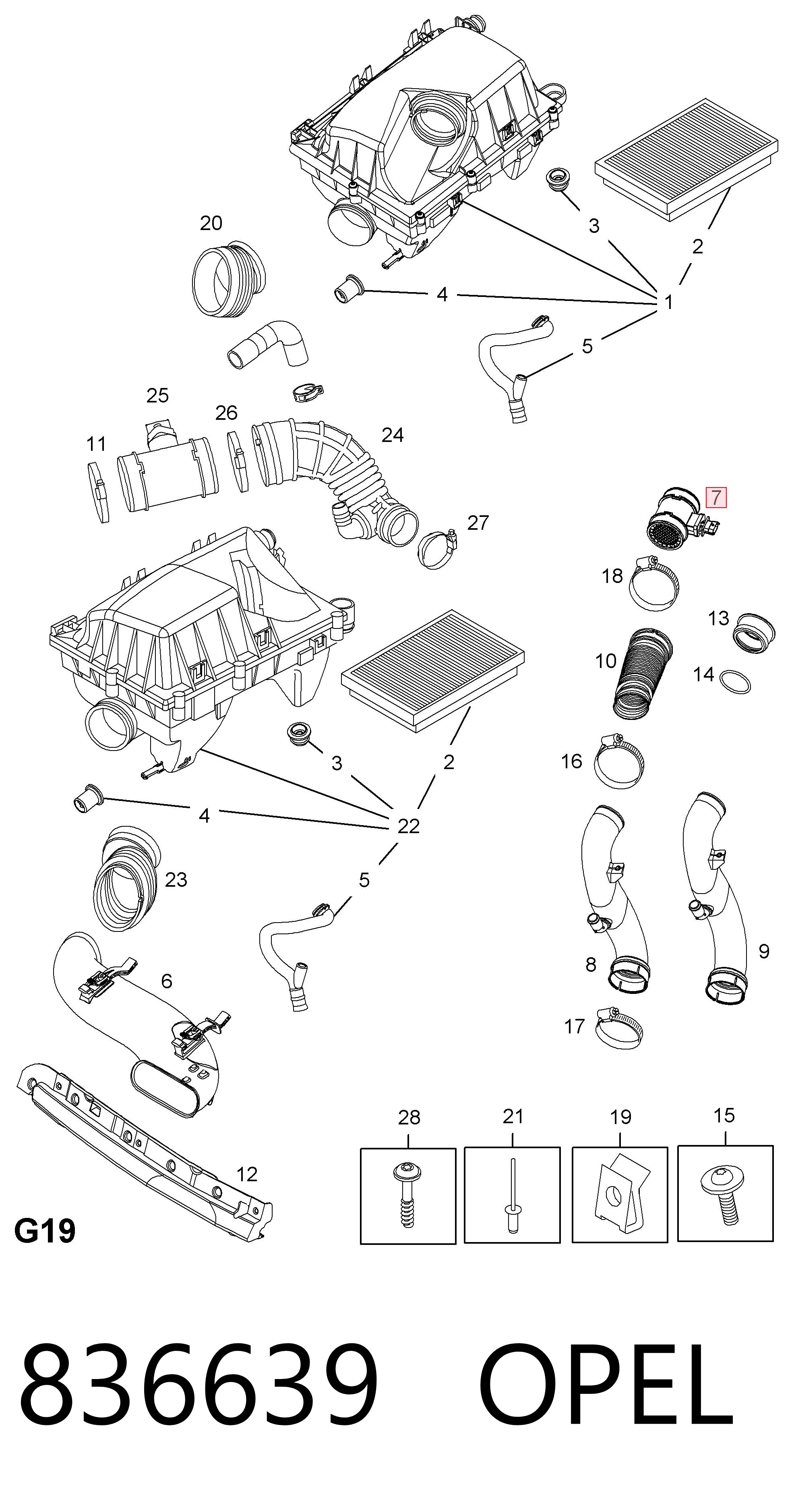 836639 Opel Датчик витрати повітря
