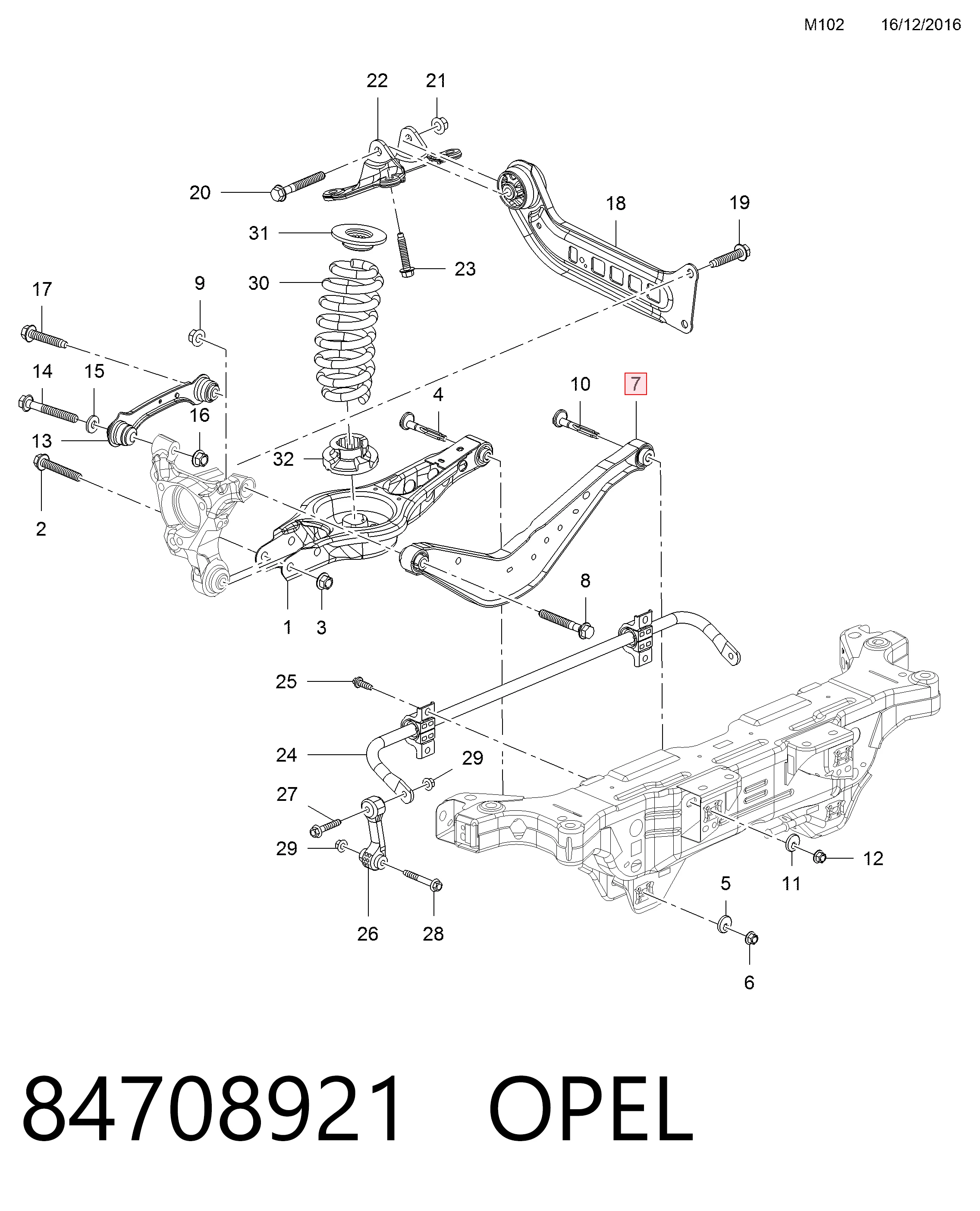 84708921 General Motors Балансир підвіски задній правий