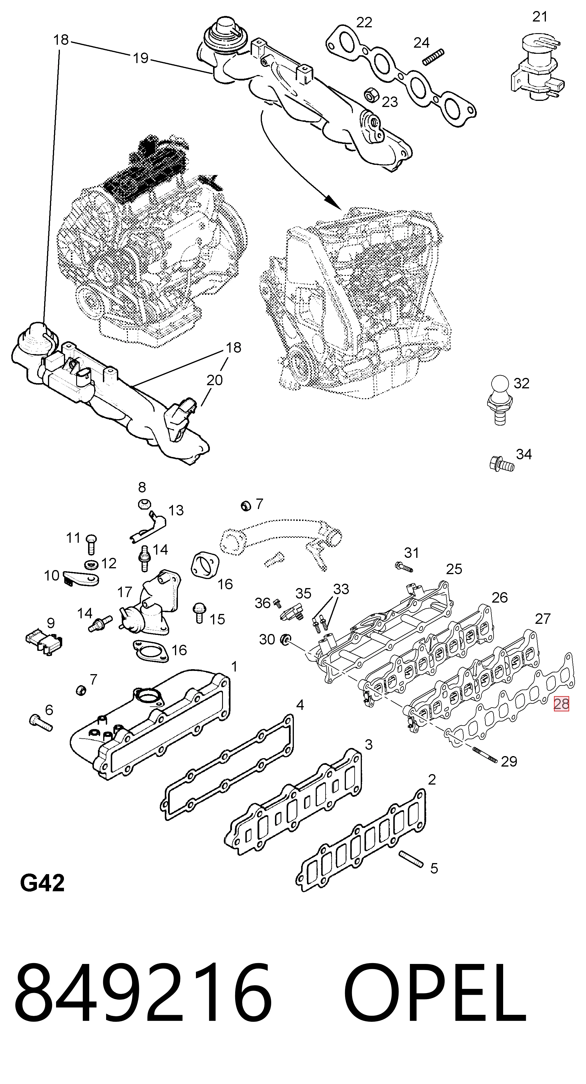 Прокладка впускного колектора 97240455 Peugeot/Citroen