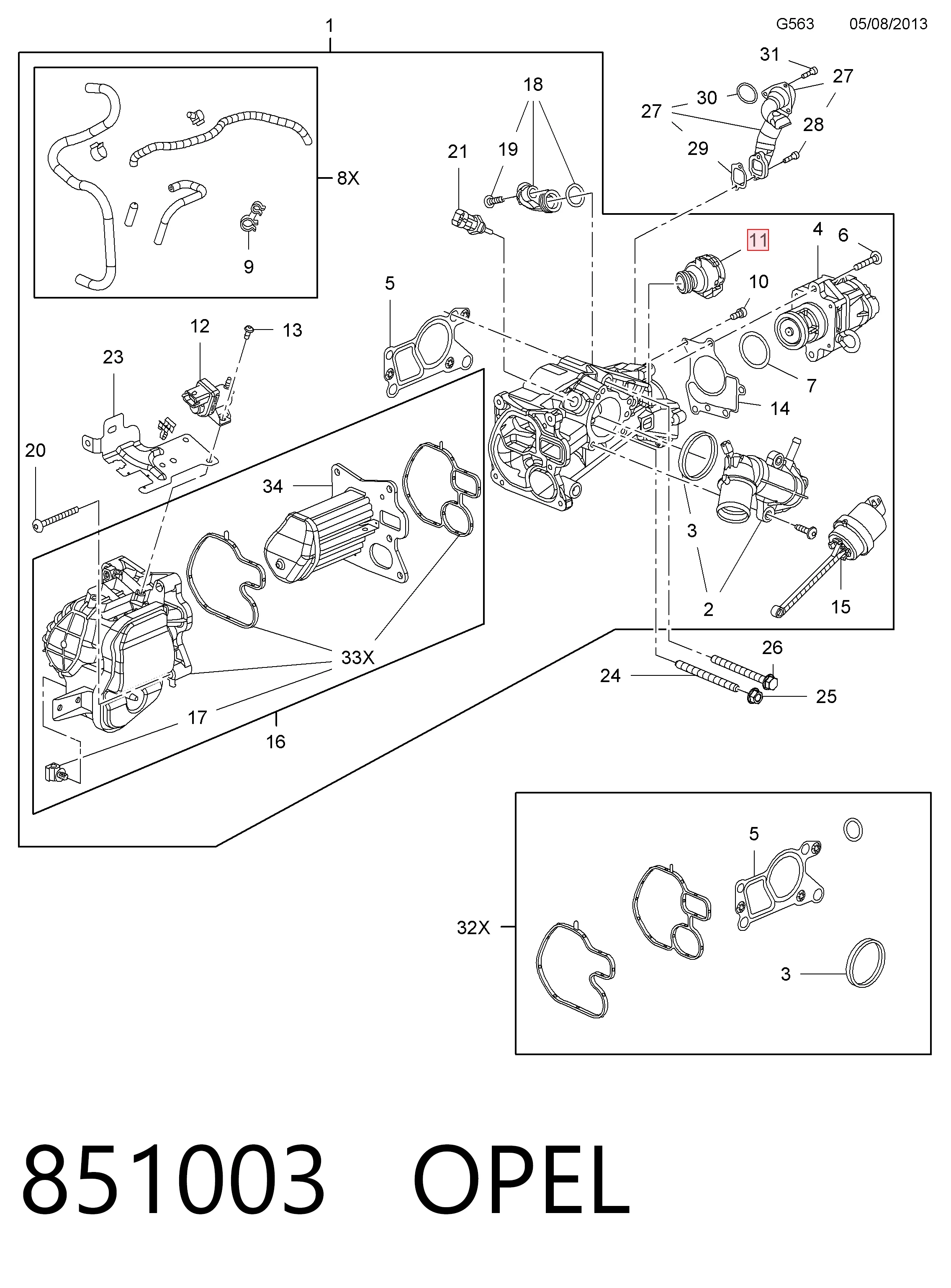 55572972 Peugeot/Citroen Патрубок системи рециркуляції ВГ