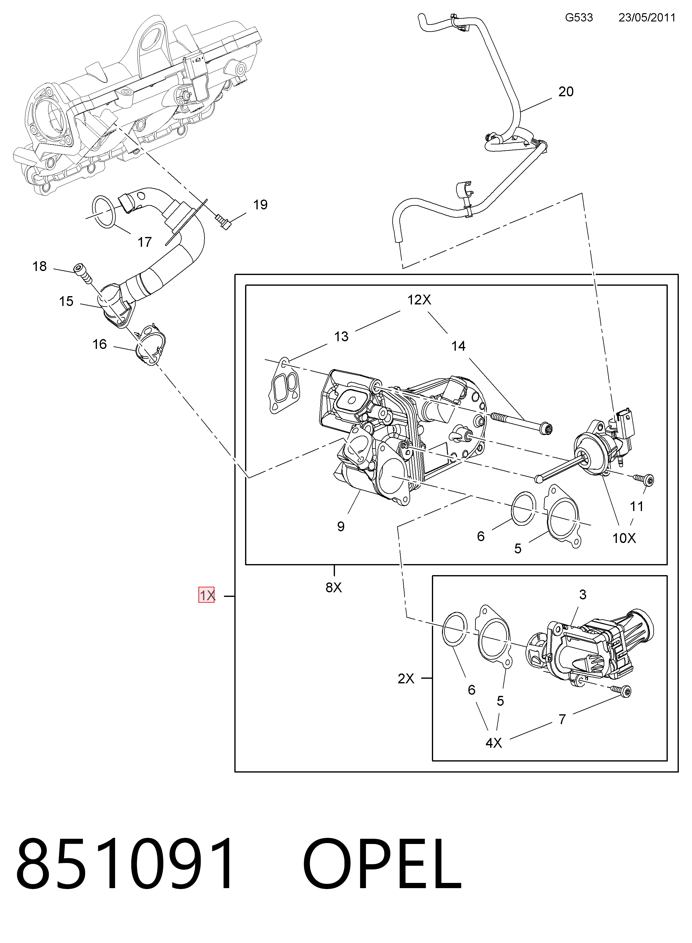 Радіатор системи рециркуляції ОГ Peugeot/Citroen 55236303