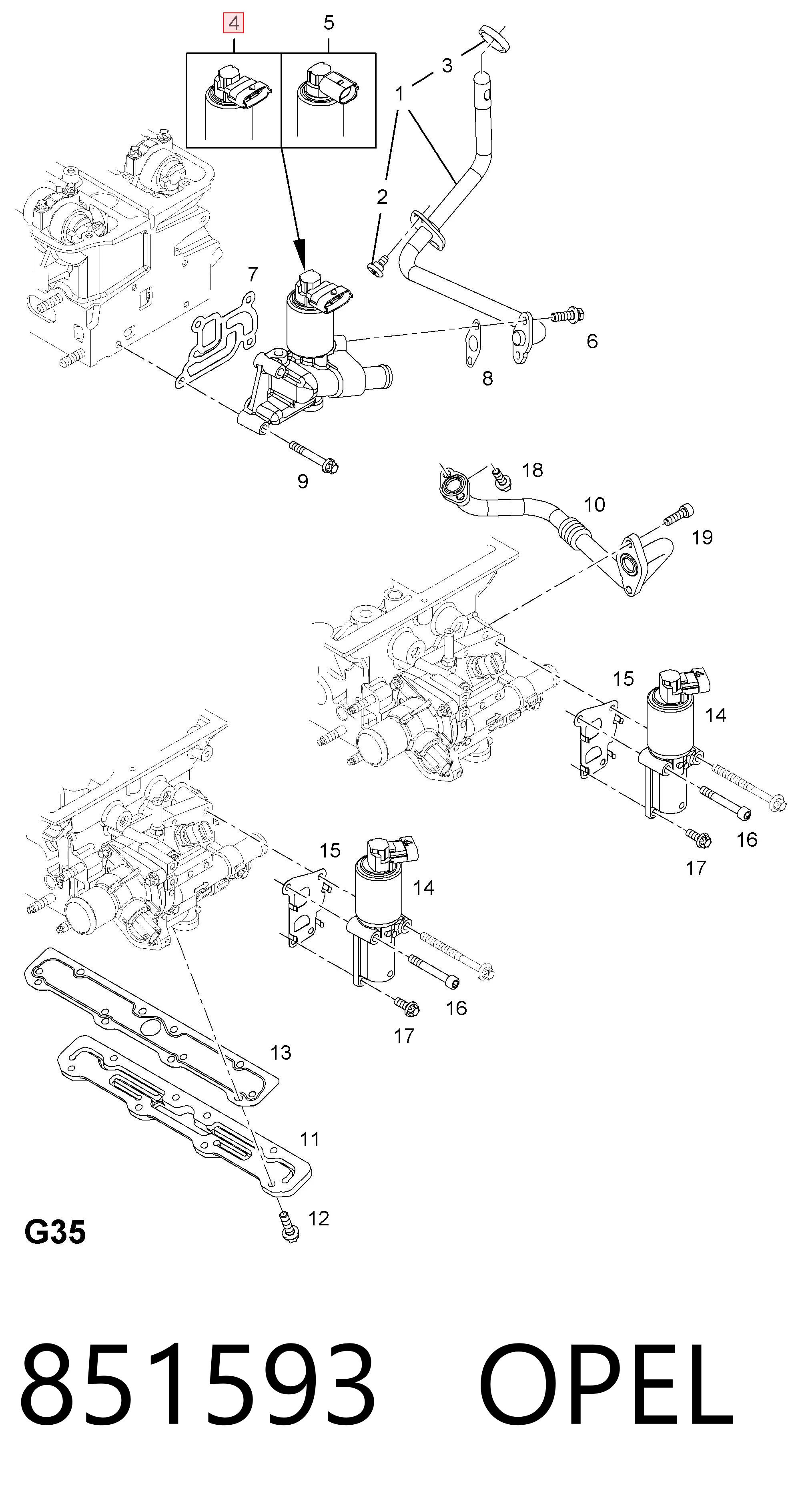 851593 Opel Клапан рециркуляції відпрацьованих газів EGR
