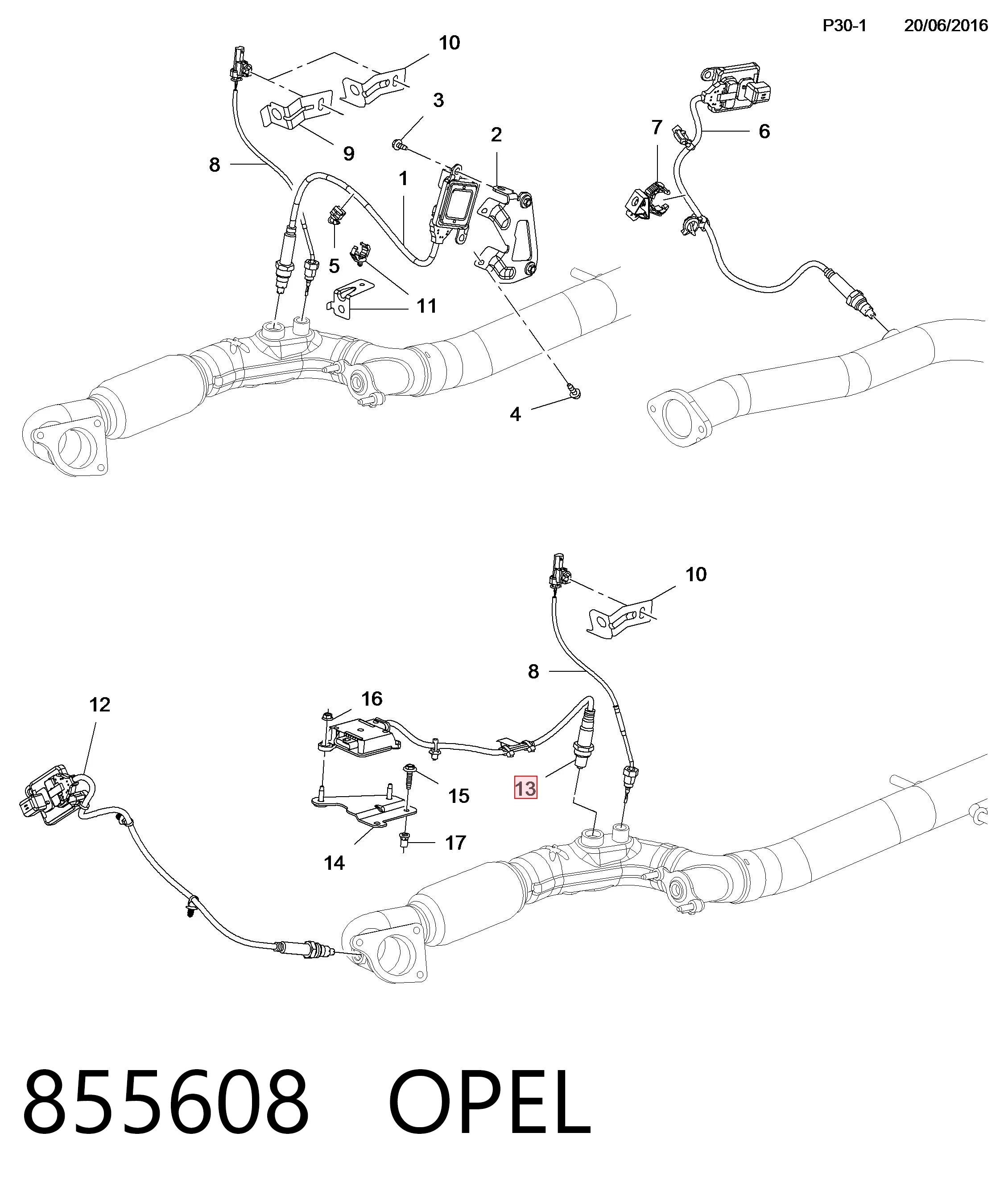 855608 Opel Датчик оксидів азоту NOX, задній