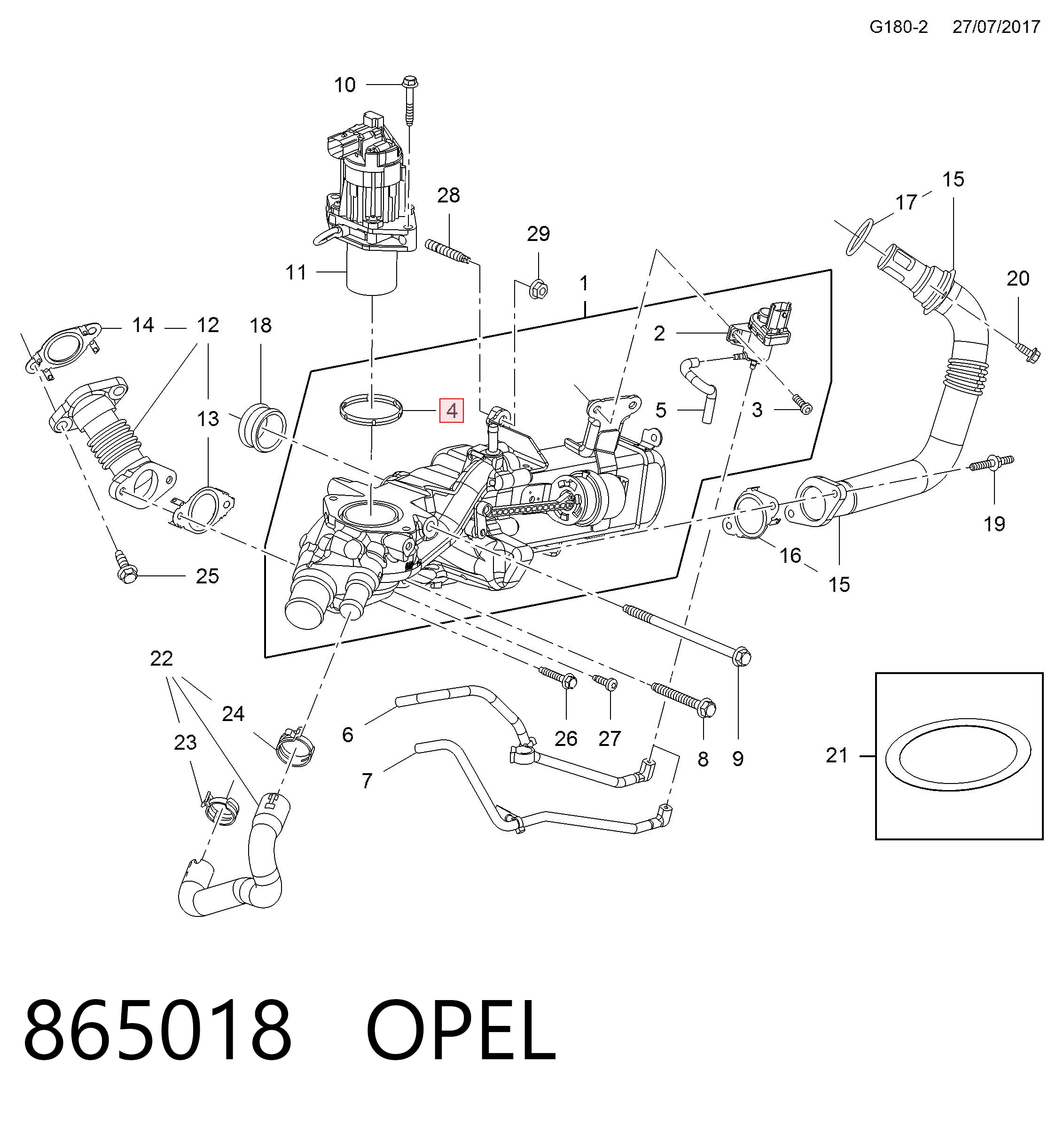 865018 Opel Прокладка EGR-клапана рециркуляції