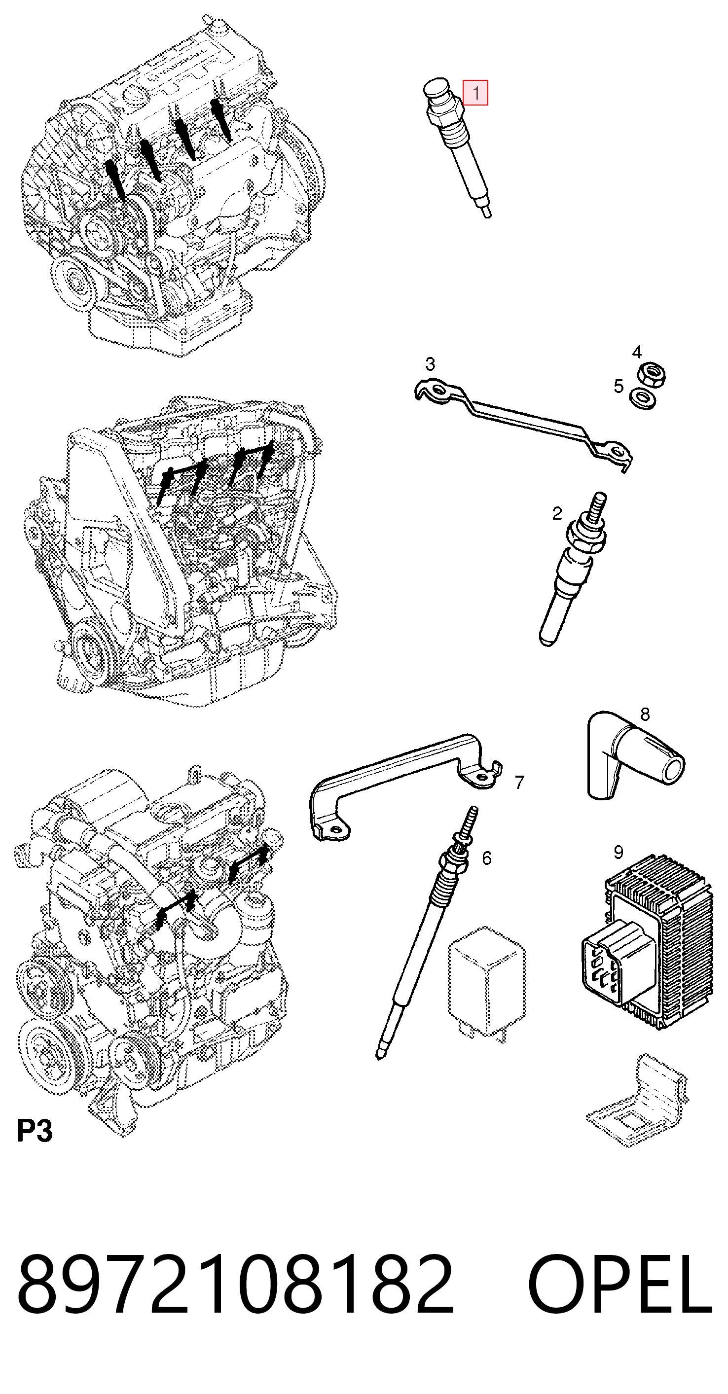 8972108182 Opel Свічки розжарювання
