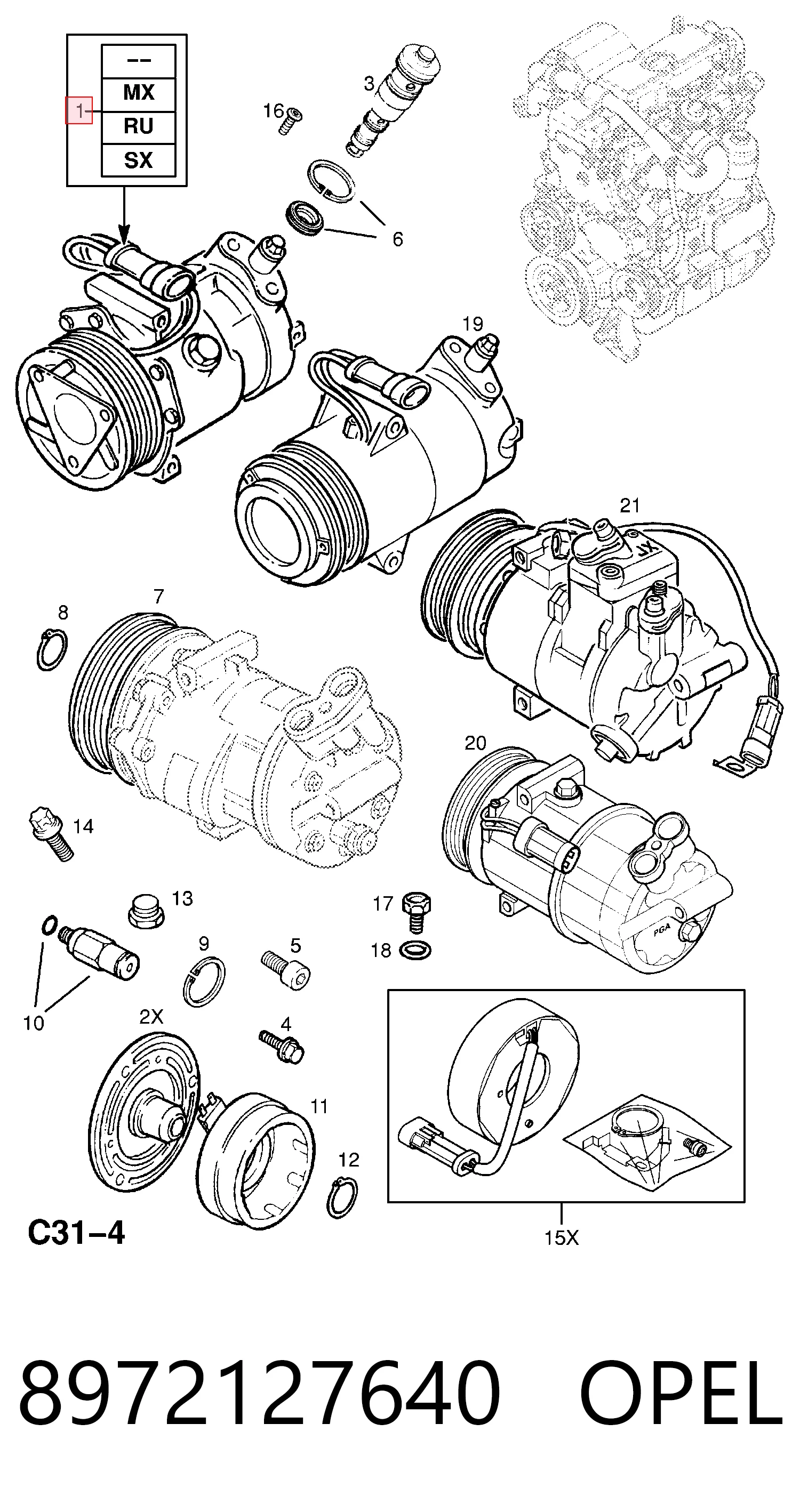 8972127640 Opel Компресор холодоагенту