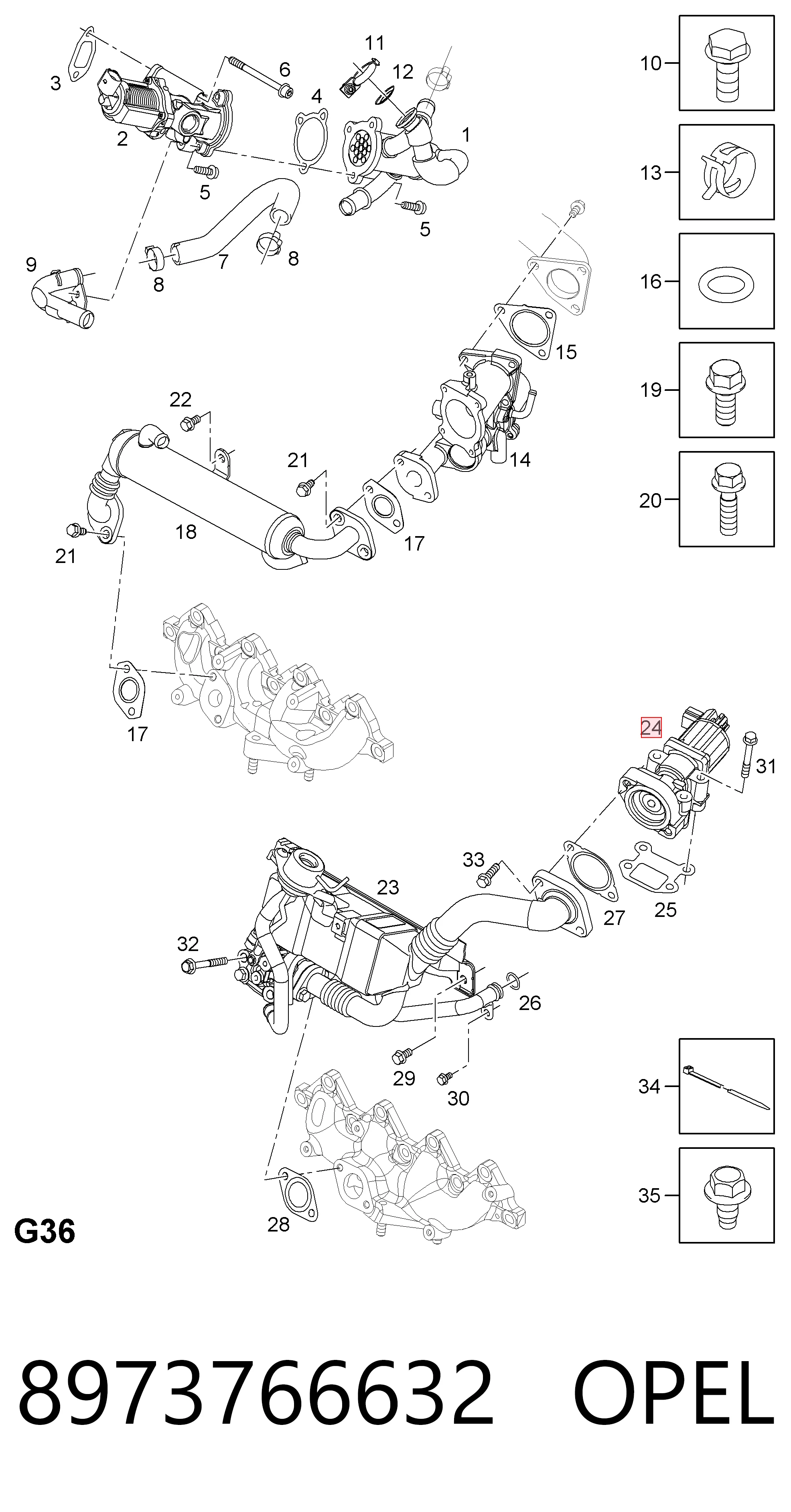 8973766632 Opel Клапан рециркуляції відпрацьованих газів EGR