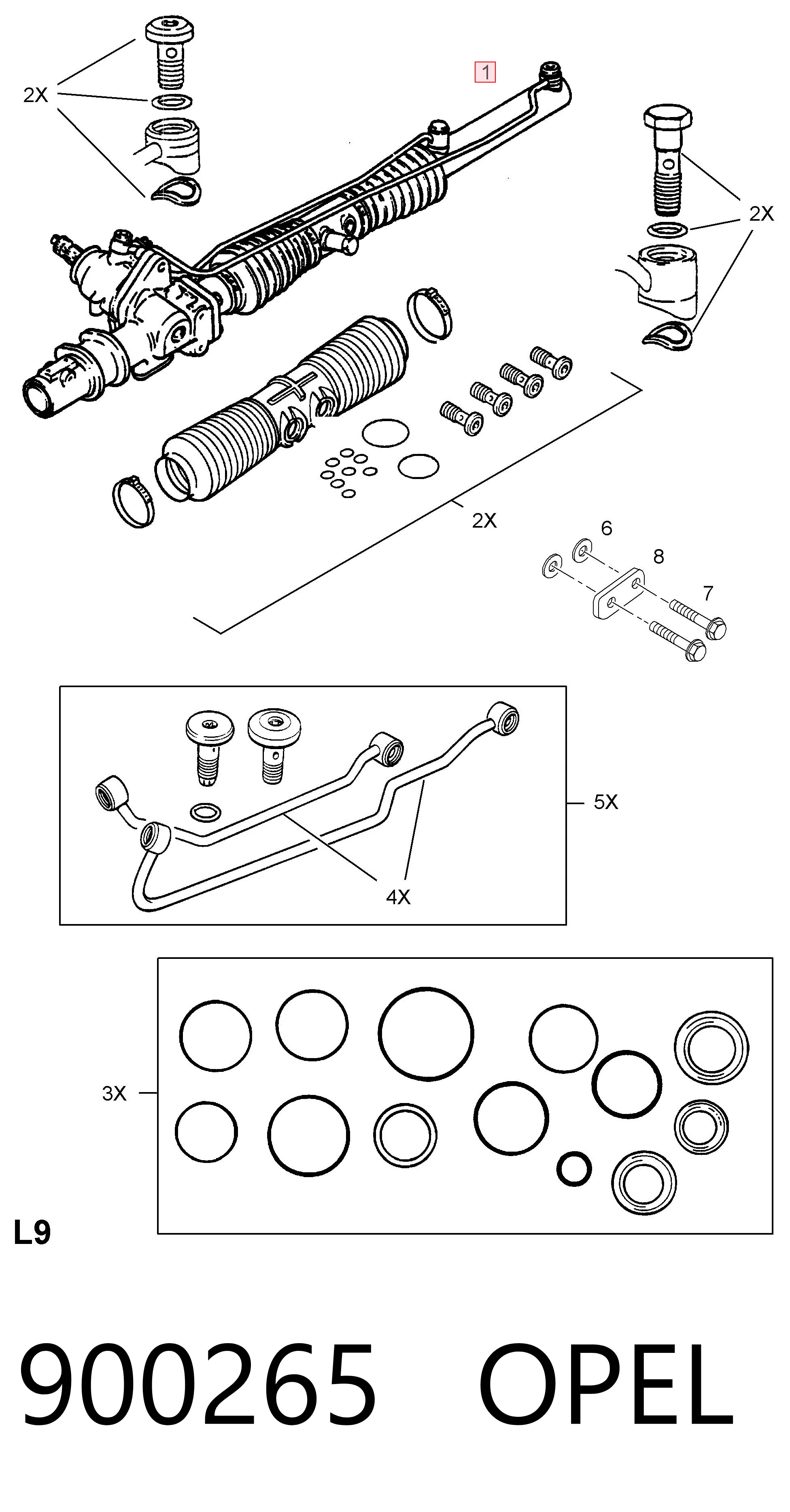 900265 Opel Рейковий рульовий механізм